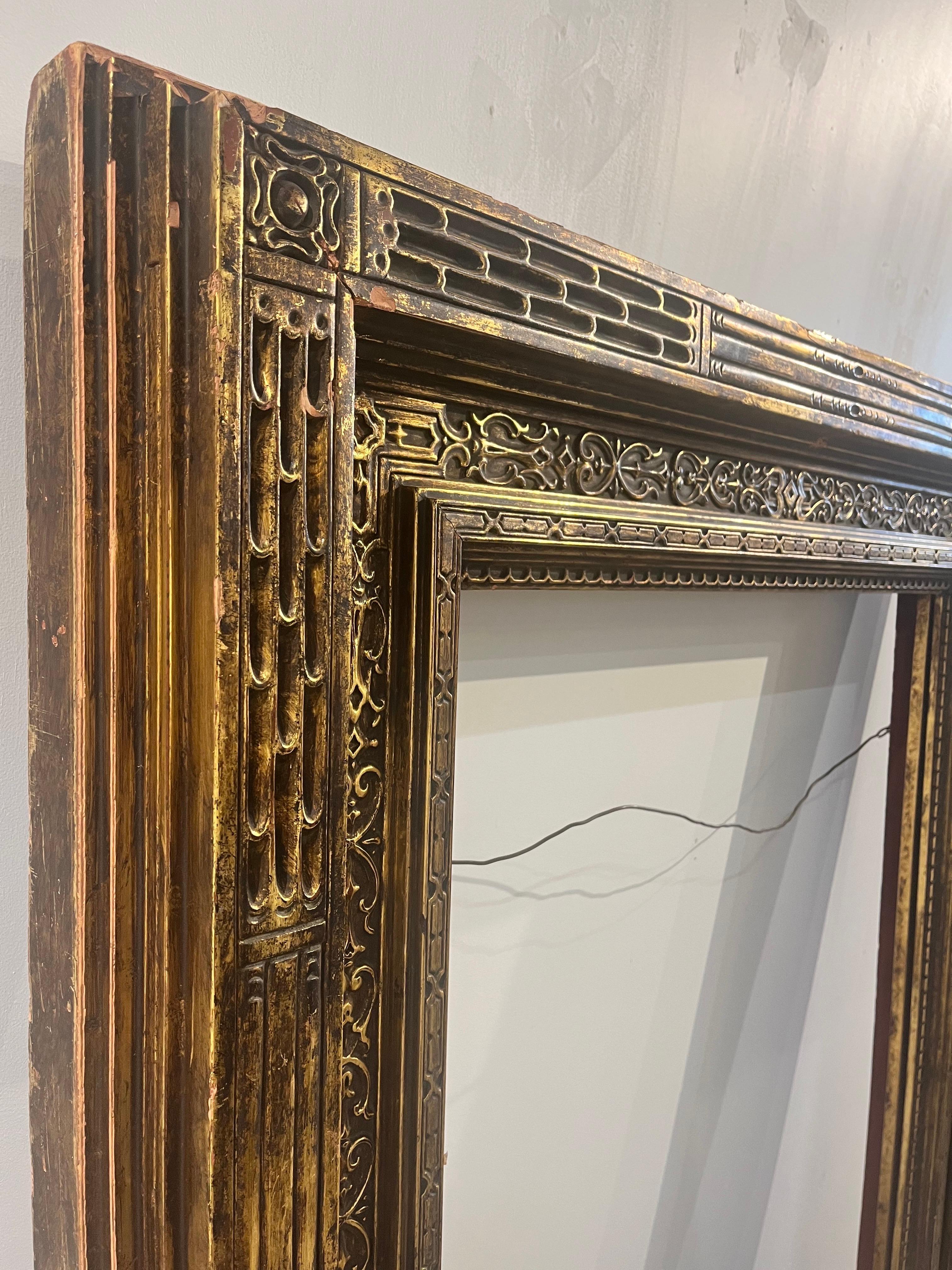 Gold Leaf Monumental Antique Carrig Rohane Newcomb Macklin Style Painting Picture Frame For Sale