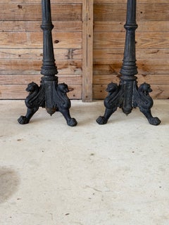 Monumental Antique Cast Iron Figural Neoclassical Griffin Candle Or Planters