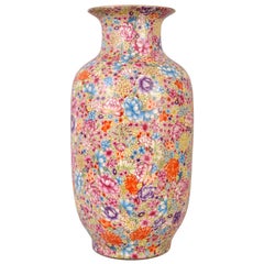 Monumental Antique Chinese Porcelain Qing Dynasty Thousand Flowers Vase, 1900
