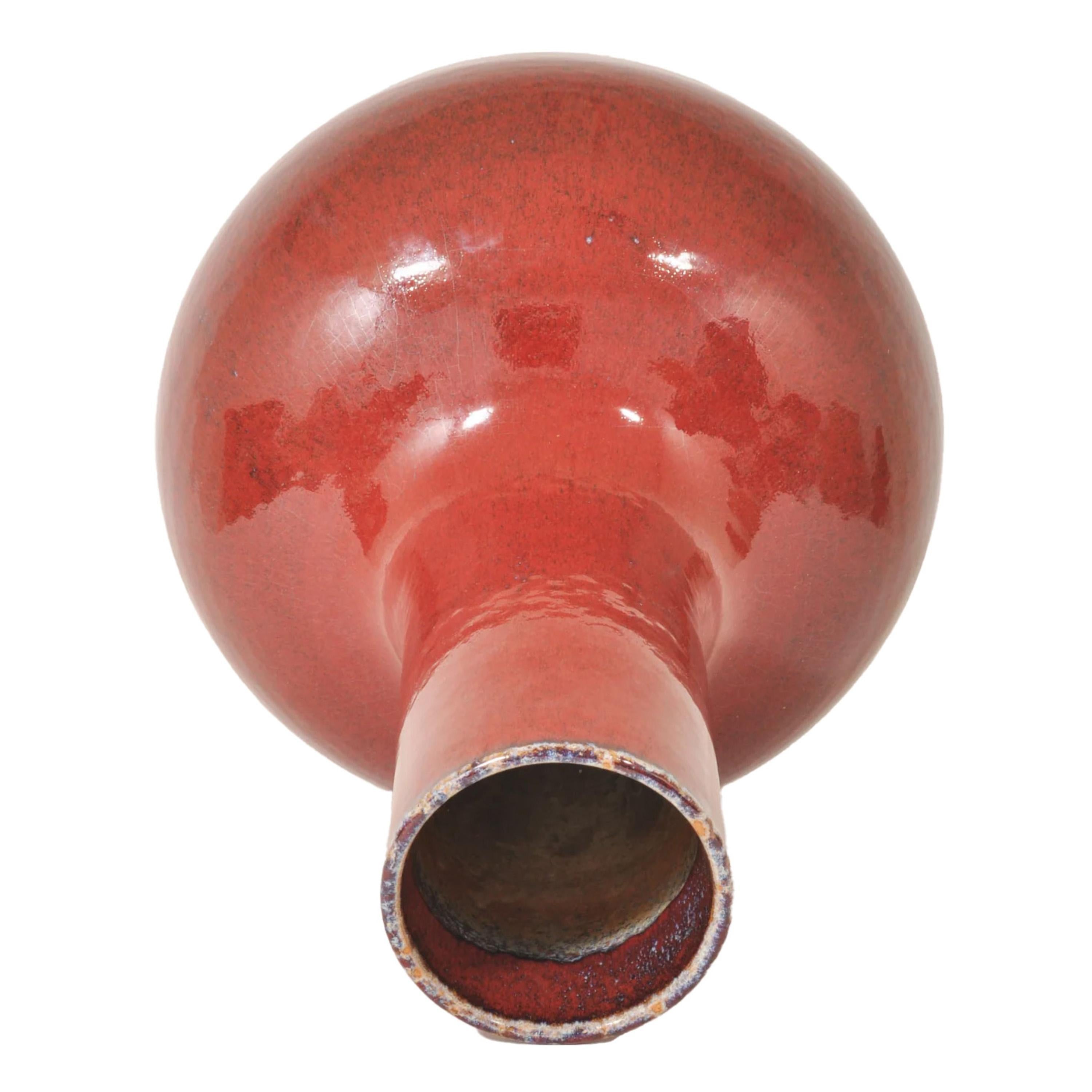 Monumental Antique Chinese Qing Dynasty Sang de Boeuf Flambé Porcelain Vase 1880 In Good Condition For Sale In Portland, OR