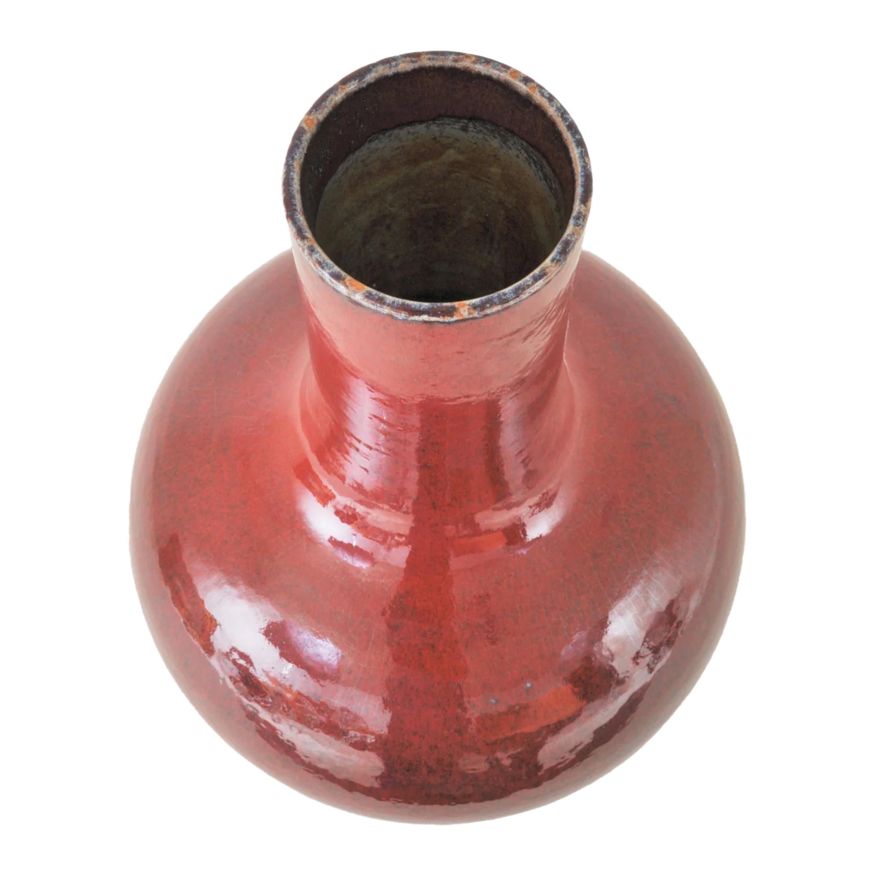 Monumental Antique Chinese Qing Dynasty Sang de Boeuf Flambé Porcelain Vase 1880 For Sale 2