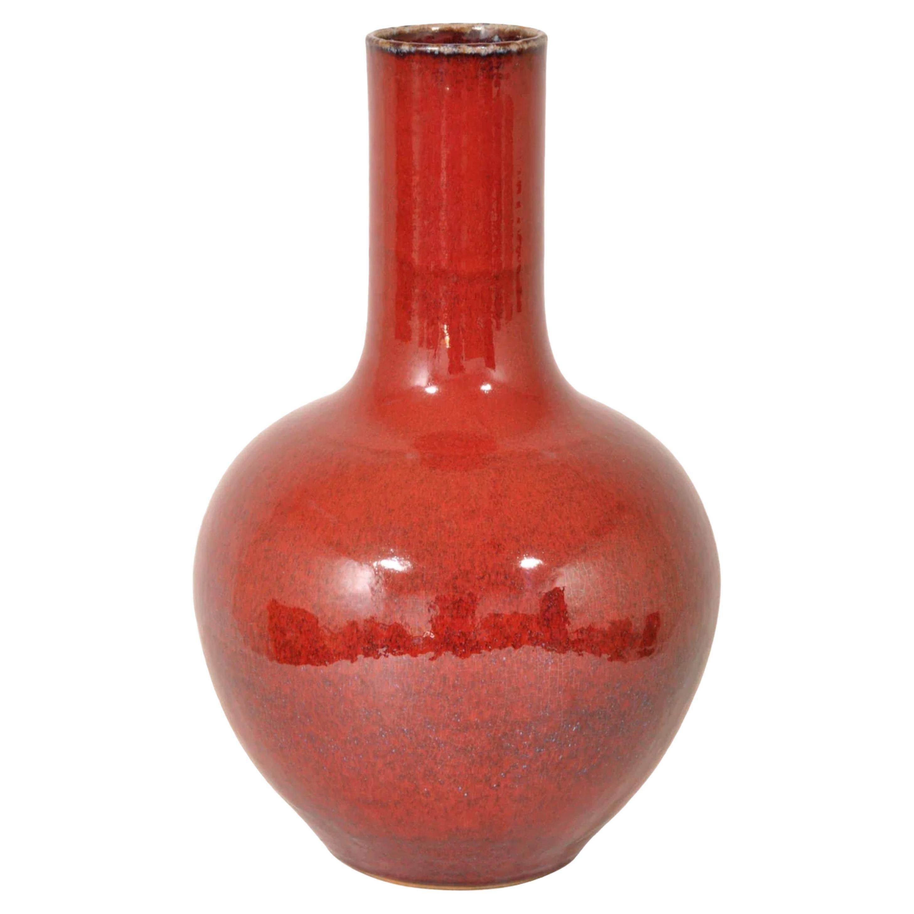 Monumental jarrón antiguo chino de porcelana flambeada de la dinastía Qing Sang de Boeuf 1880
