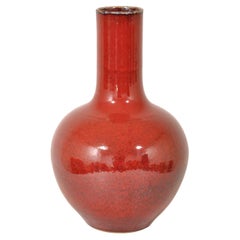 Monumental Antique Chinese Qing Dynasty Sang de Boeuf Flambé Porcelain Vase 1880
