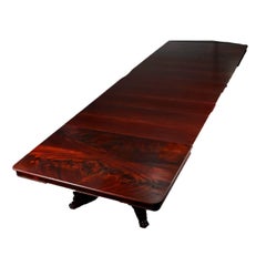 Monumental Antique Classical American Empire Flame Mahogany Dining Table