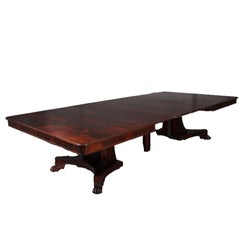 Monumental Antique Classical American Empire Flame Mahogany Dining Table