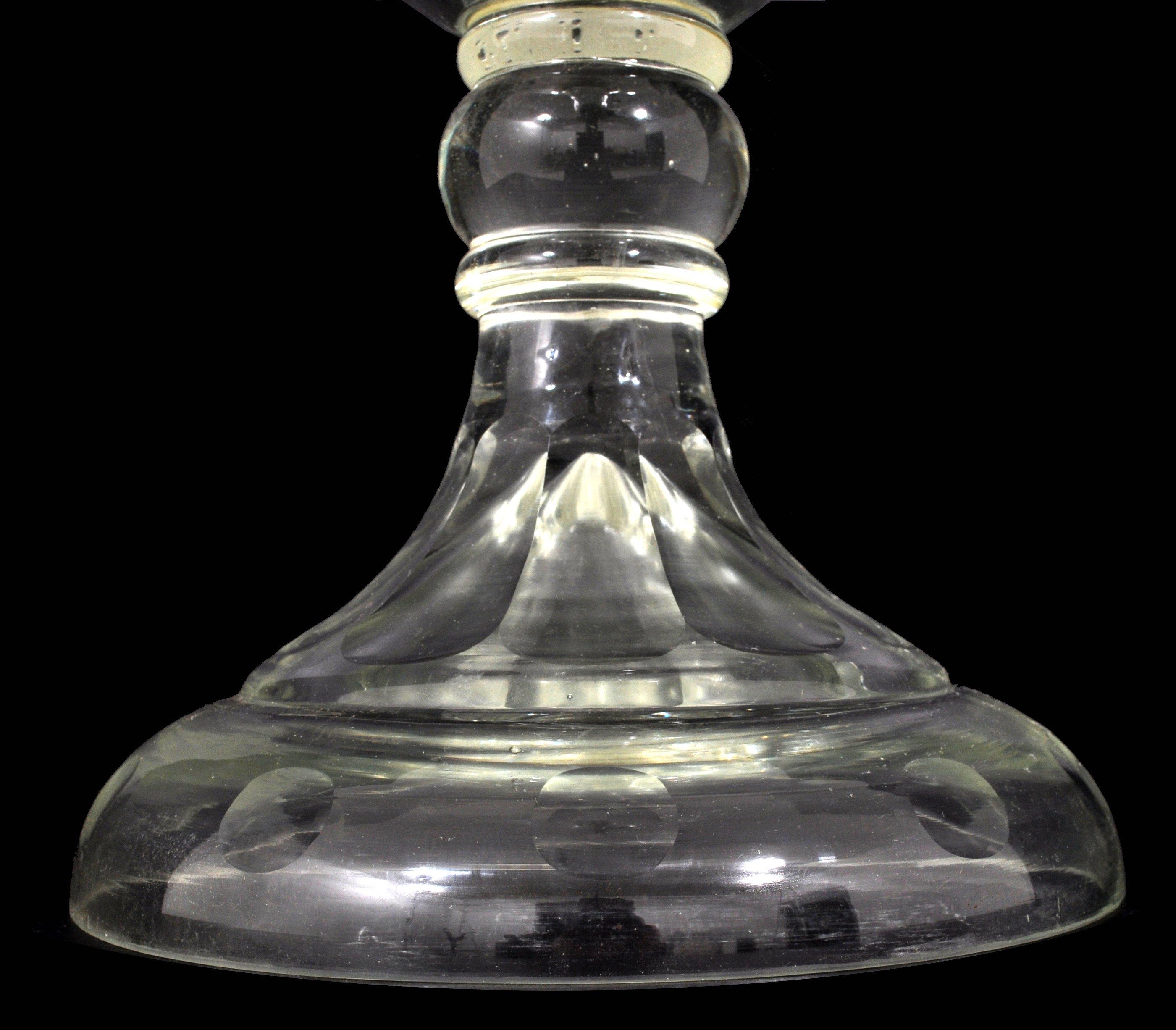 Monumental Antique Cut Crystal Glass Brandy Liquor Bar Dispenser Decanter 1880 In Good Condition For Sale In Portland, OR