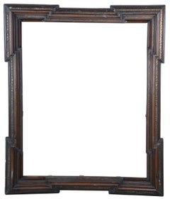 Monumental cadre de miroir d'art baroque néerlandais ancien sculpté