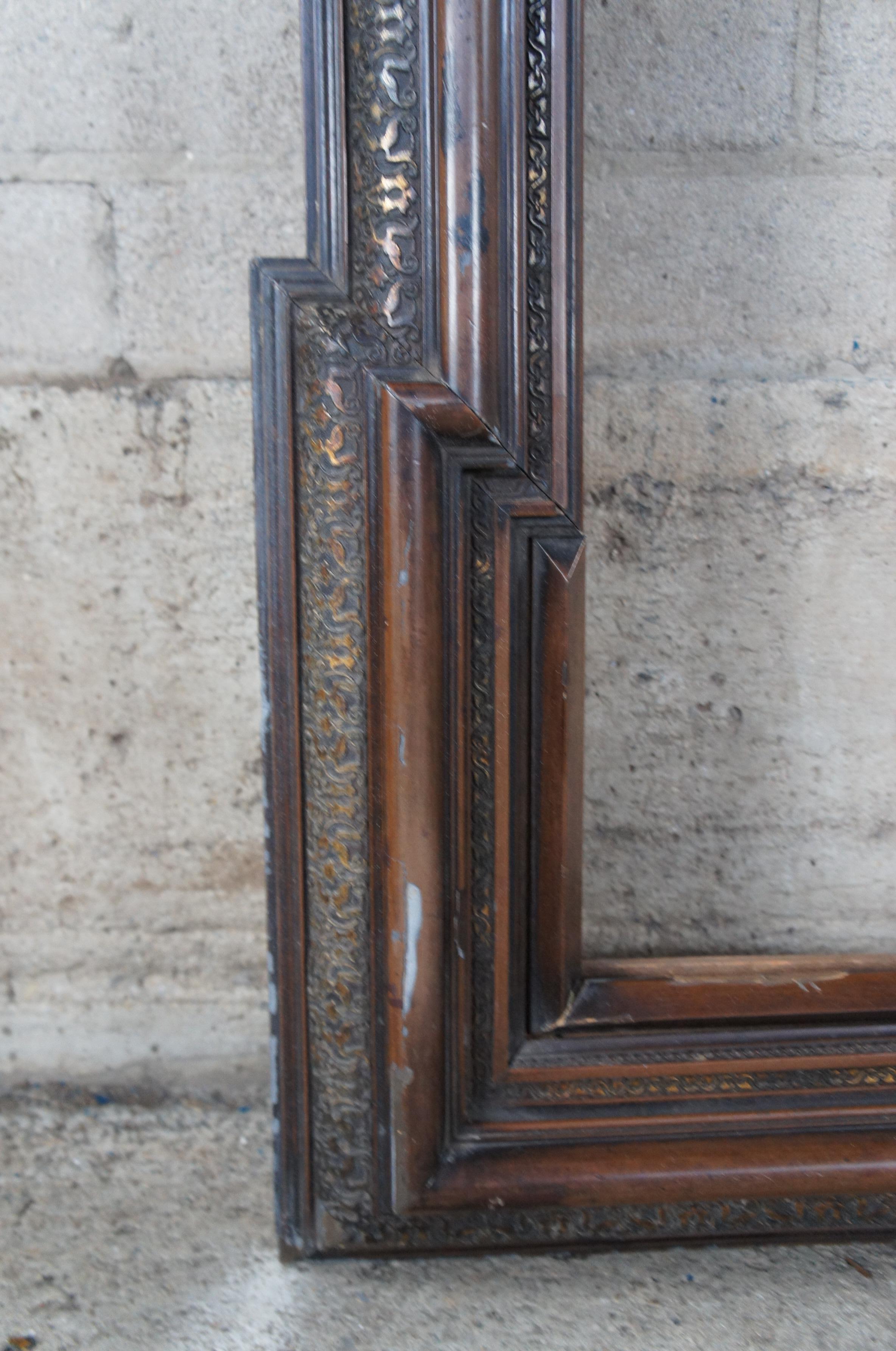 Walnut Monumental Antique Dutch Baroque Carved Picture Art Mirror Frame For Sale