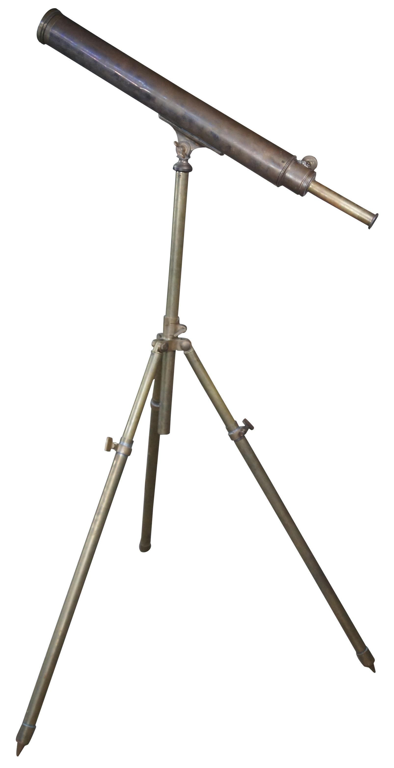 Monumentales antikes englisches Messing-Teleskop, Dreibeiniges maritimes Instrument, nautisch  (Viktorianisch) im Angebot