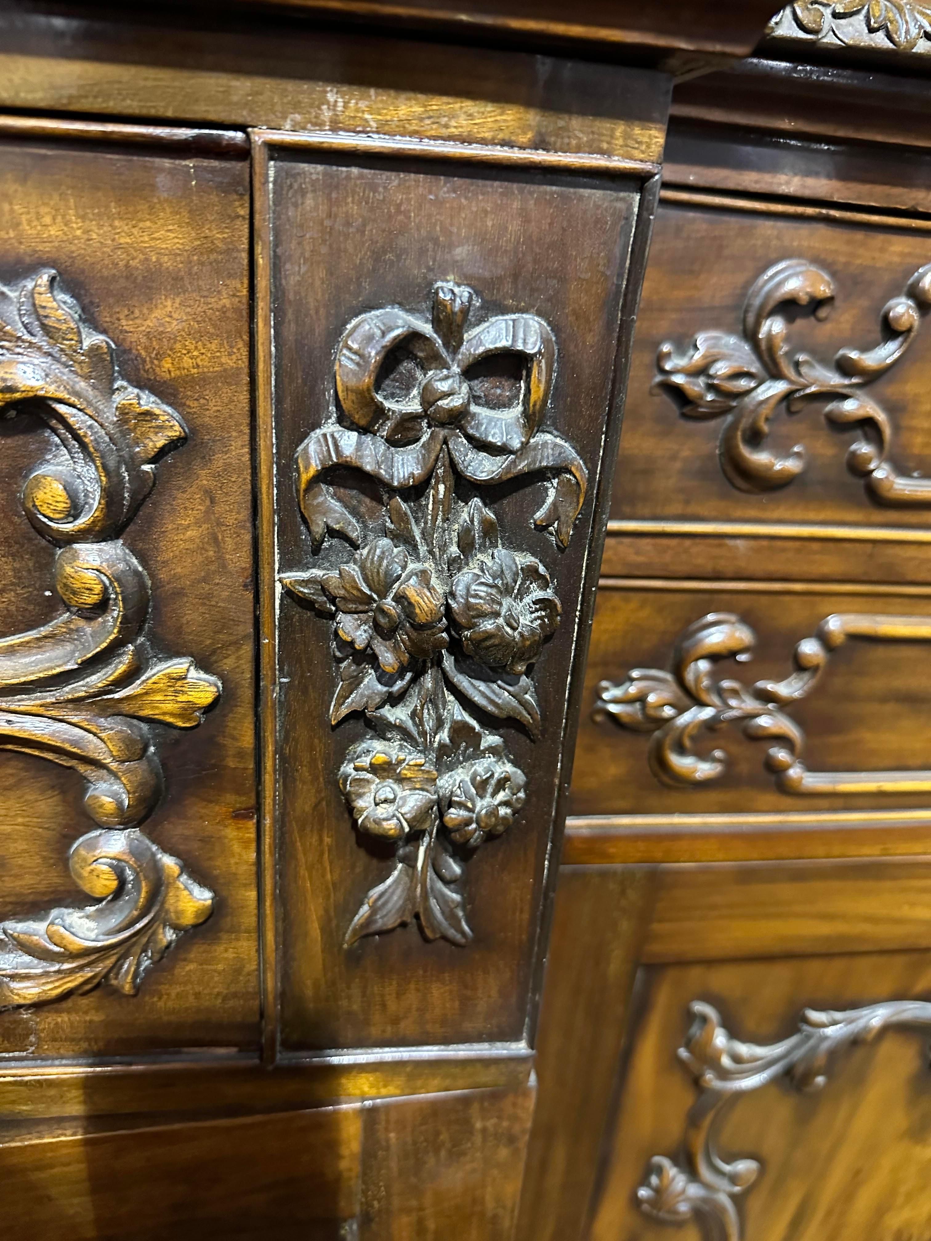Monumental Antique English Chippendale Carved Walnut Breakfront with Provenance For Sale 13
