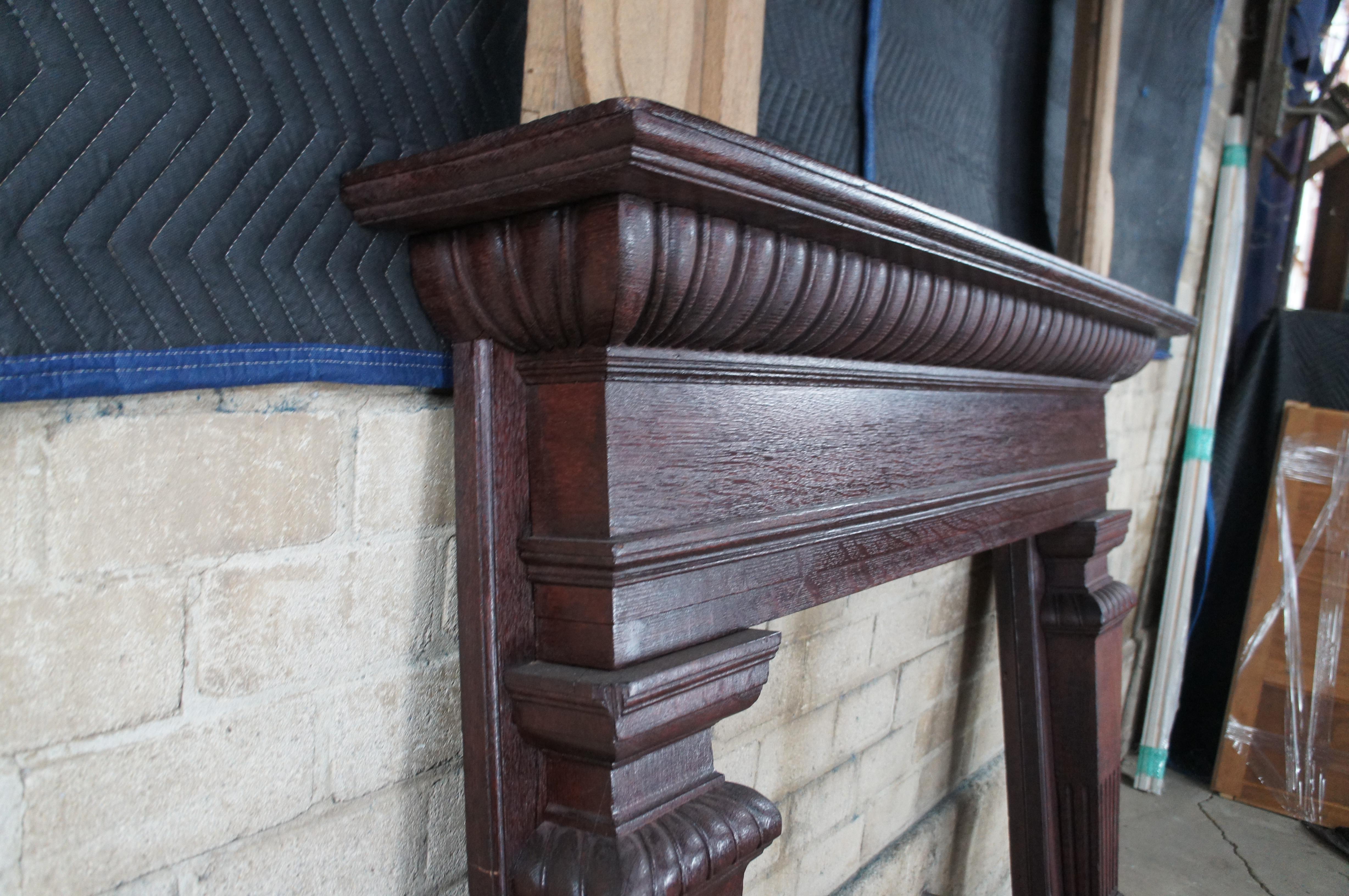 Monumentale cheminée anglaise géorgienne ancienne en chêne sculpté 112 po. en vente 6
