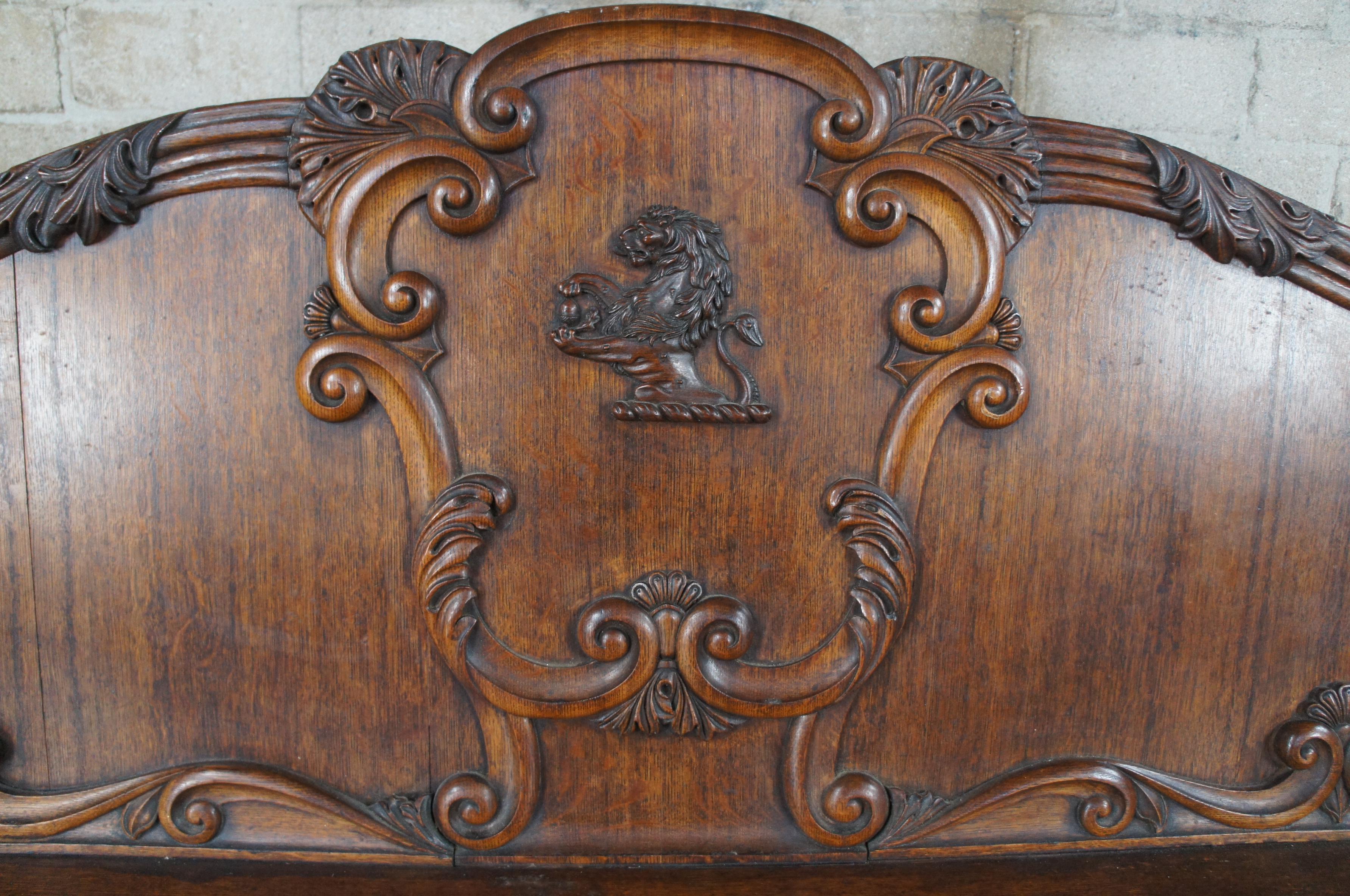 Monumental Antique English Jacobean Carved Oak Moreton Hall Bench Pew 82