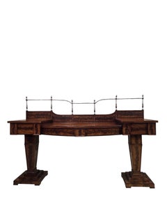 Monumental Antique English Regency Revival Flame Mahogany Executive Desk