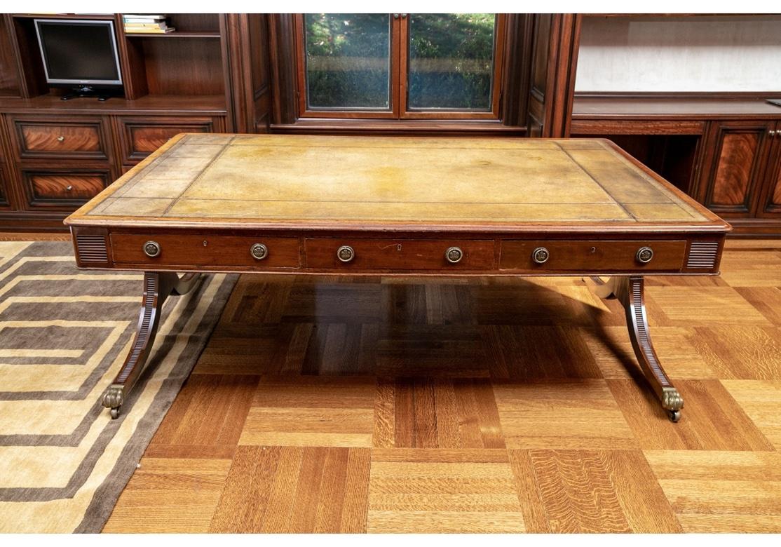 Monumental Antique English Regency Style Partner’s Desk For Sale 9
