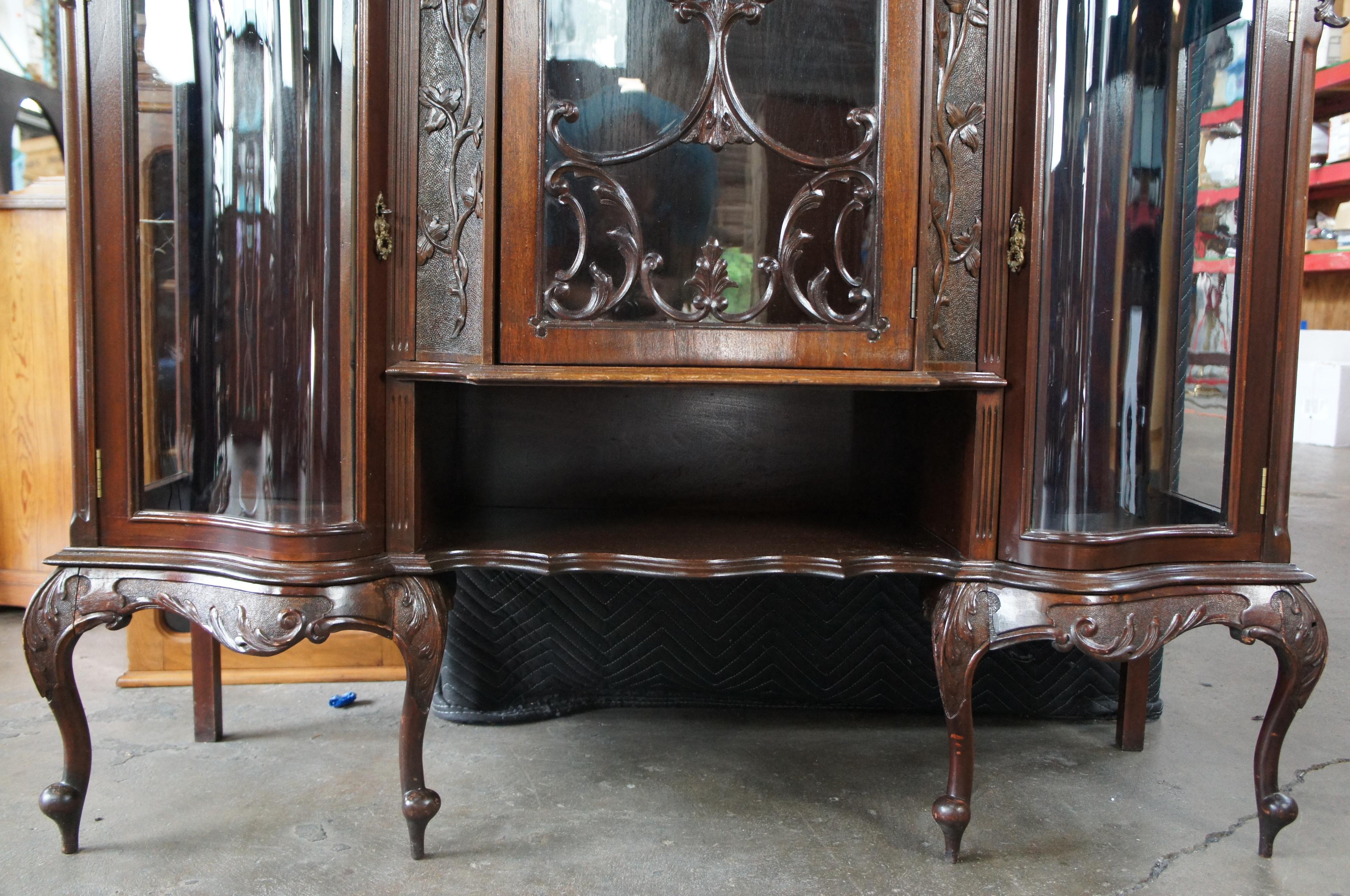 19th Century Monumental Antique English Victorian Mahogany Etagere Display Curio Cabinet For Sale