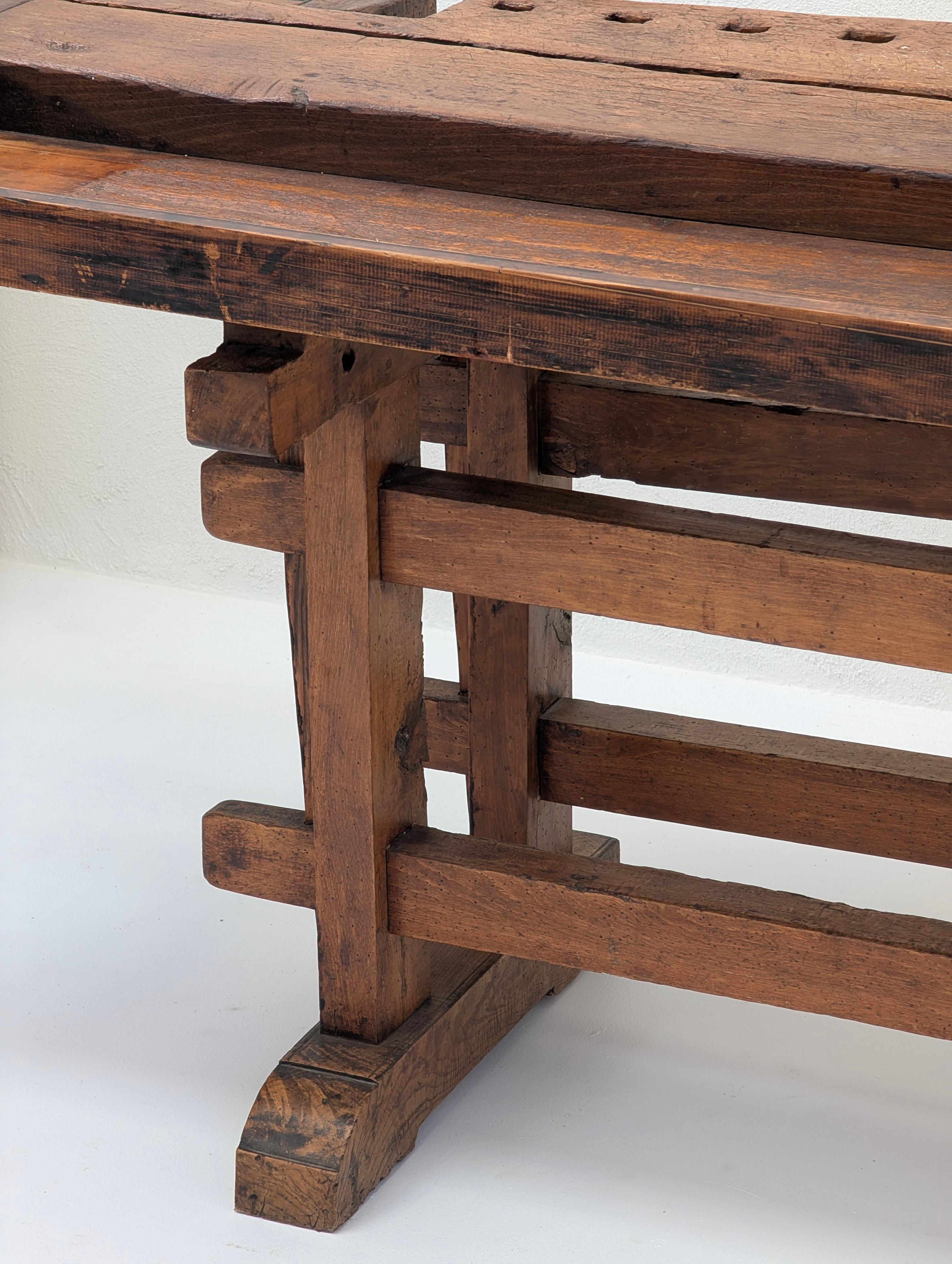 Monumental Antique European Joiner's Workbench Console Table, c. 1900 en Bueno estado para la venta en TORQUAY, AU
