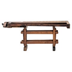 Monumental Antique European Joiner's Workbench Console Table, c. 1900