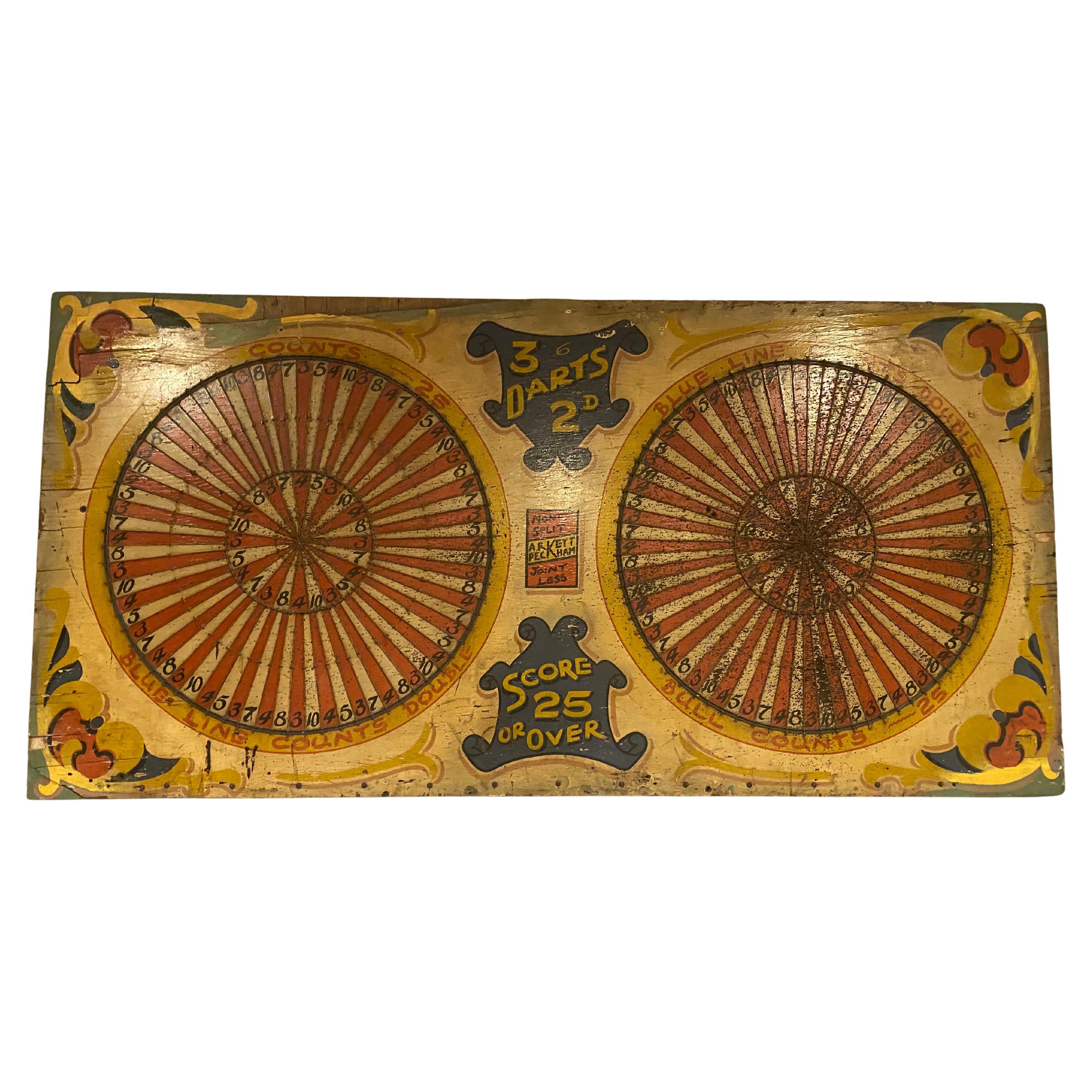 Monumental Antique Folk Art Carnival Double Target Game Board