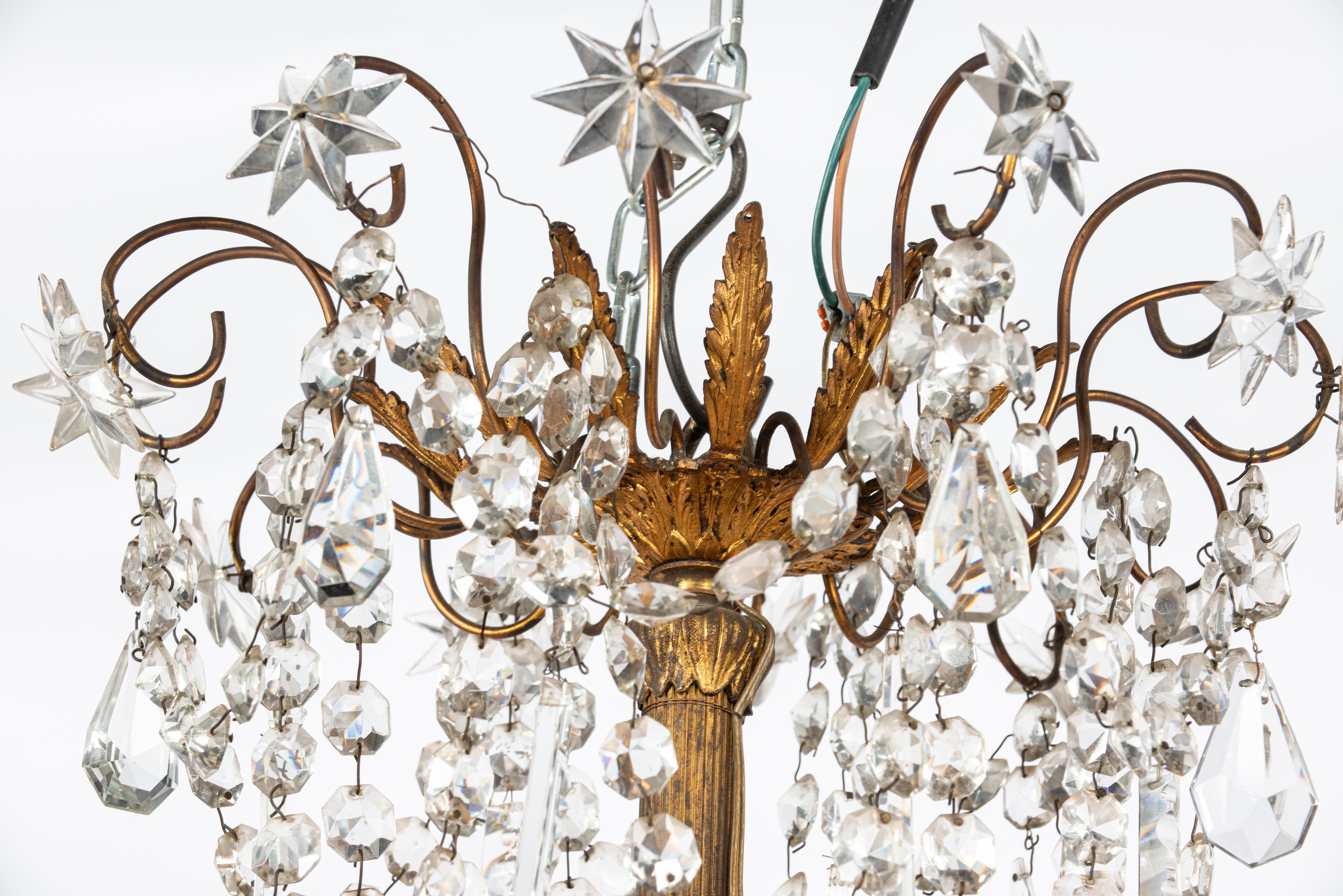 Monumentale lampadario francese antico a 24 luci in bronzo dorato e cristallo in vendita 1
