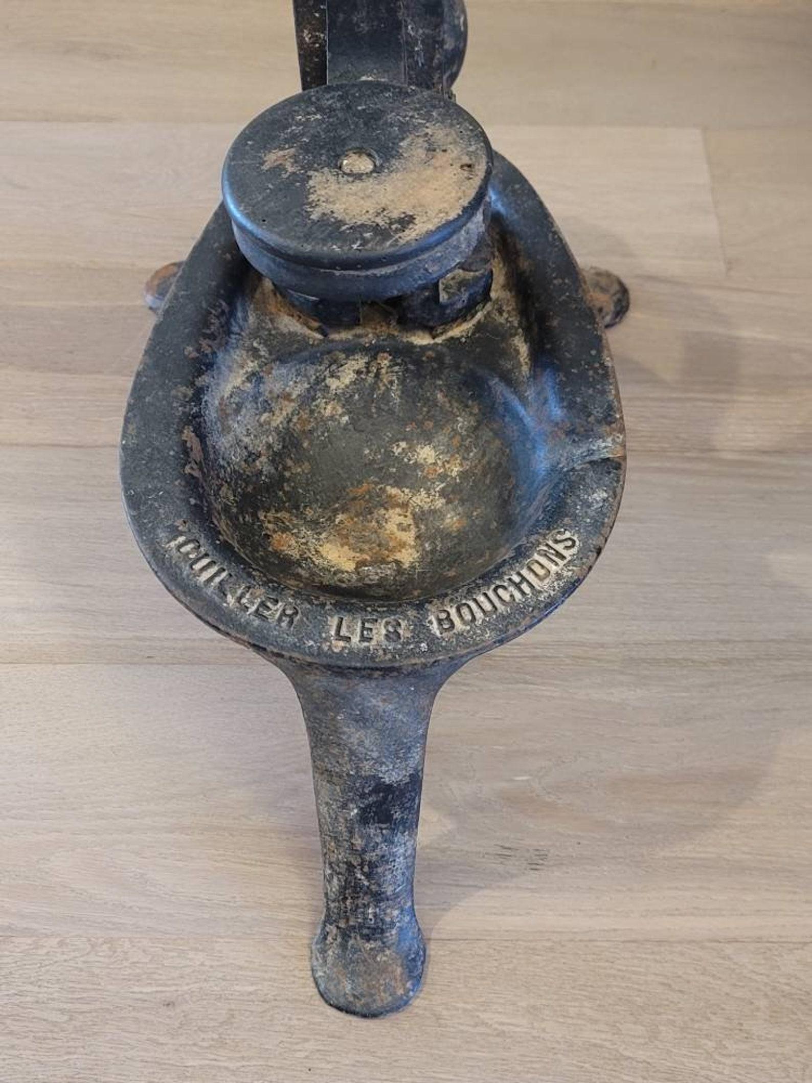 Monumental Antique French Industrial Cast Iron Wine Bottle Corker 4