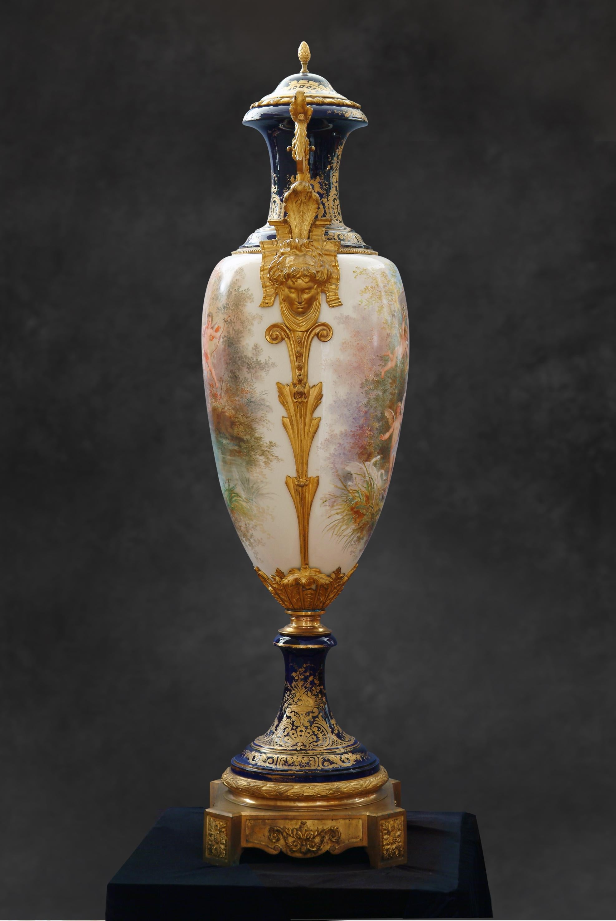 19th Century Monumental 19th century French Sevres Porcelain Covered Urn - 66