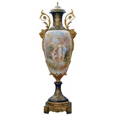 Antique Monumental 19th century French Sevres Porcelain Covered Urn - 66" tall (167 cm)