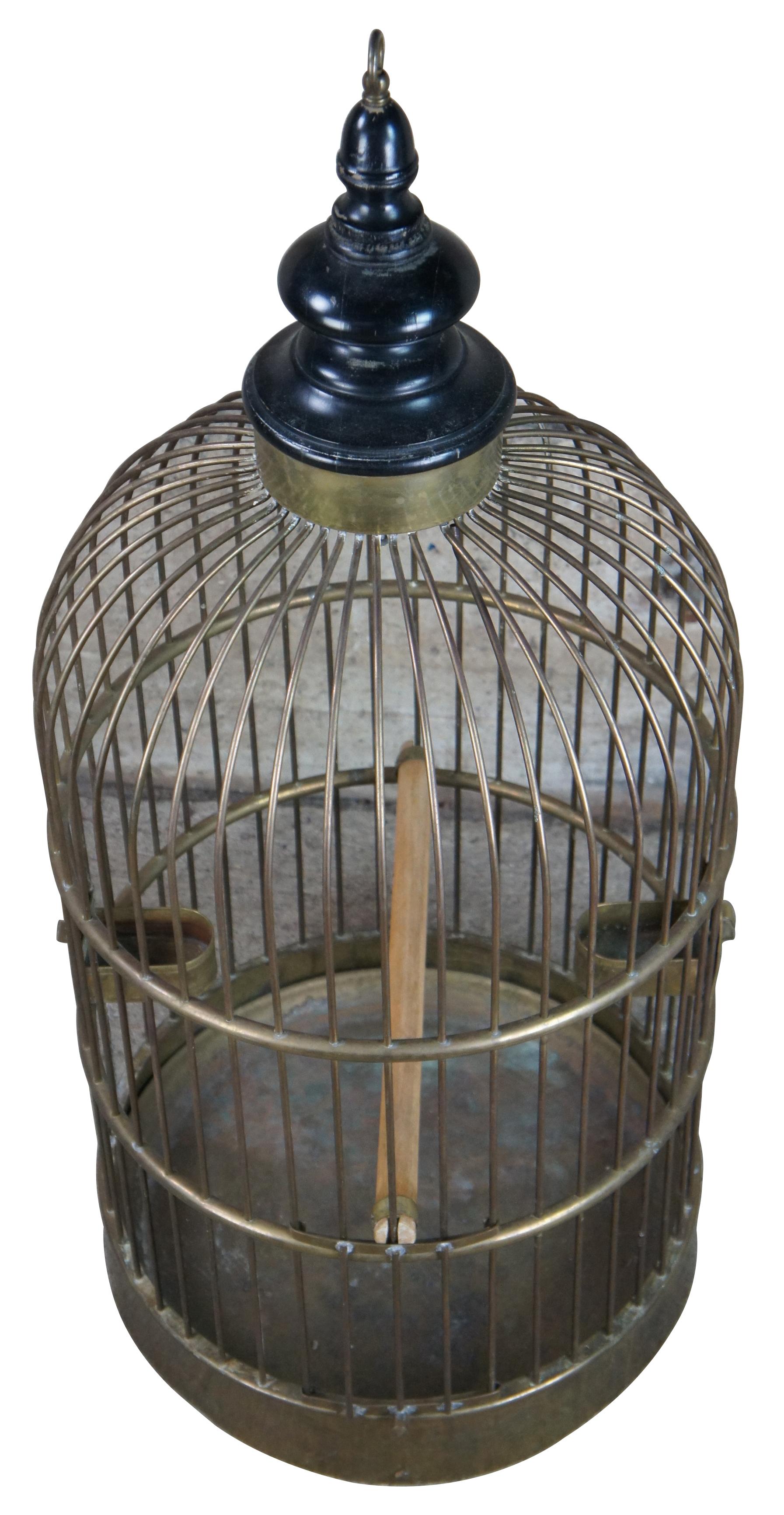 French Provincial Monumental Antique French Victorian Brass Hanging Dome Top Birdcage
