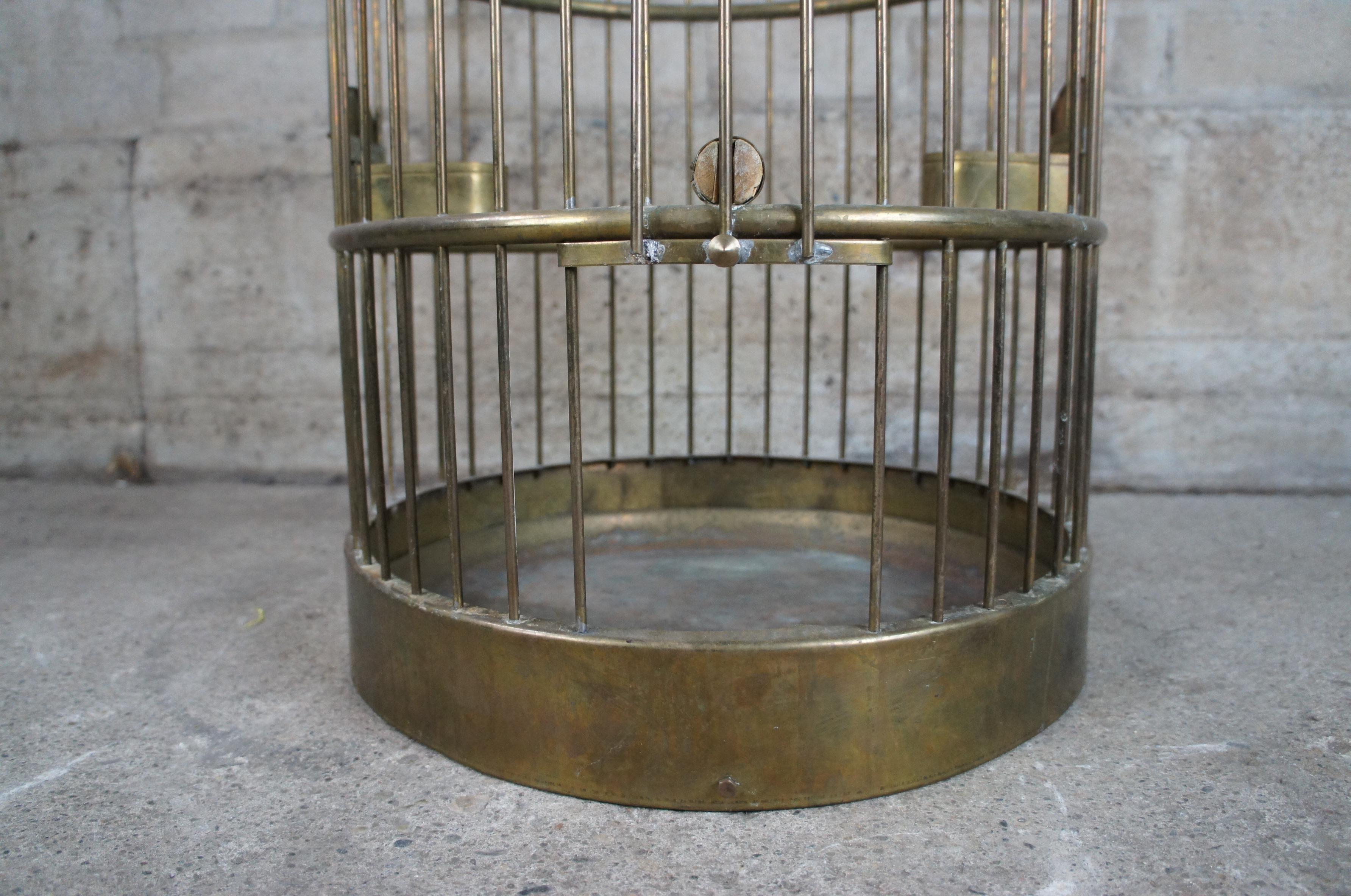 Monumental Antique French Victorian Brass Hanging Dome Top Birdcage In Good Condition In Dayton, OH