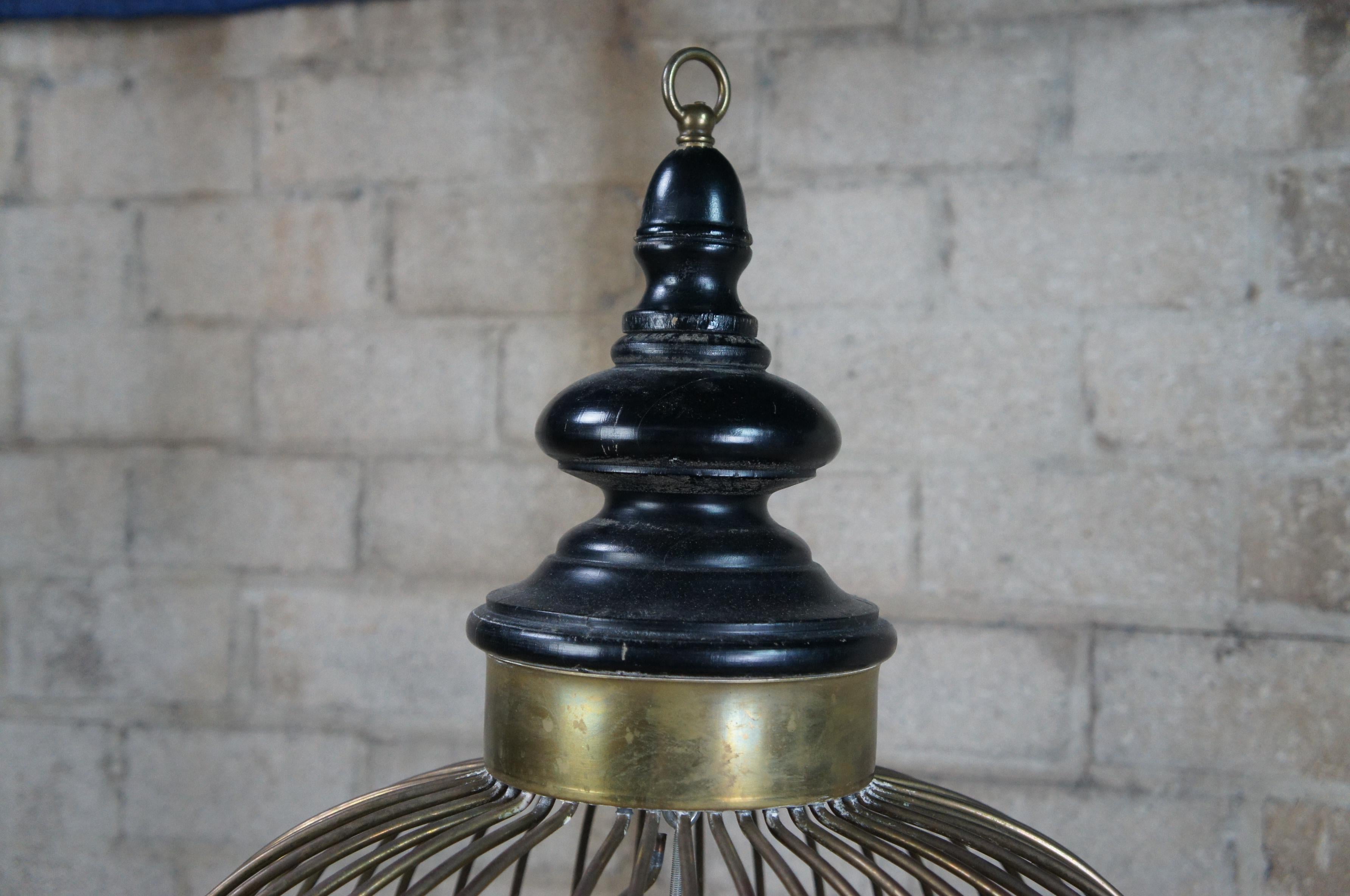 19th Century Monumental Antique French Victorian Brass Hanging Dome Top Birdcage