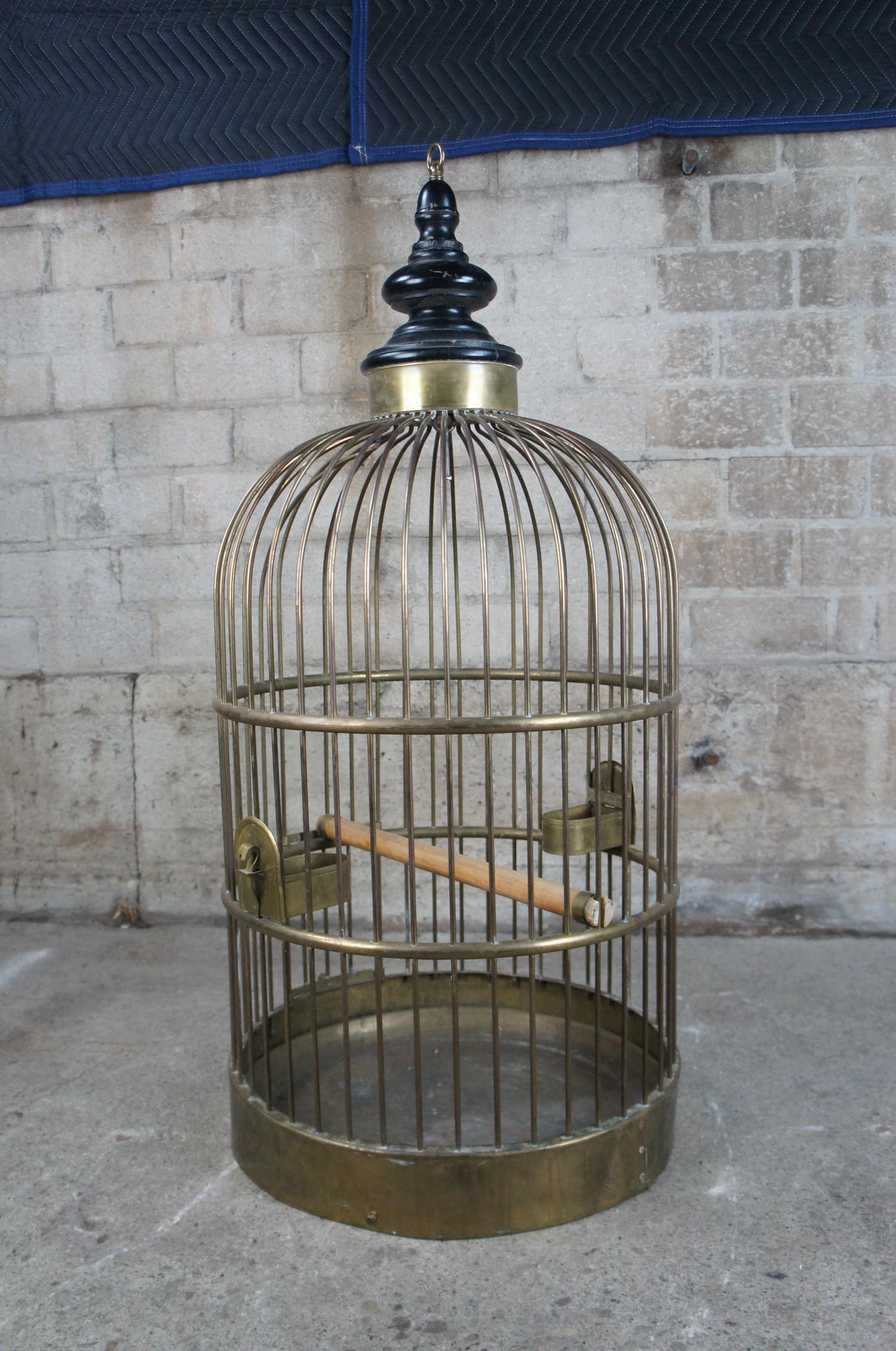 Monumental Antique French Victorian Brass Hanging Dome Top Birdcage 4