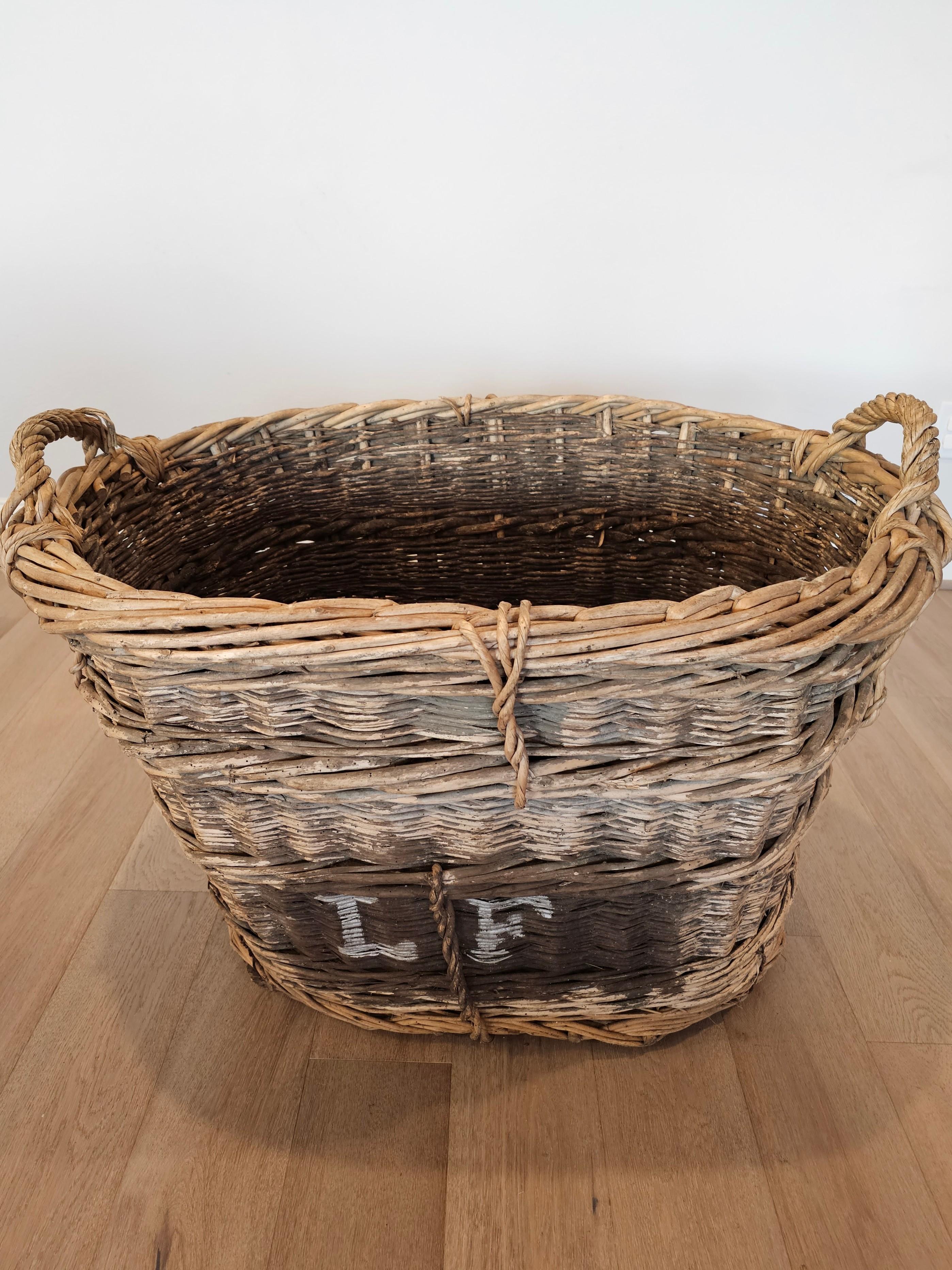 Monumental Antique French Vineyard Grape Harvesting Wicker Basket 4