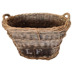 Monumental Antique French Vineyard Grape Harvesting Wicker Basket