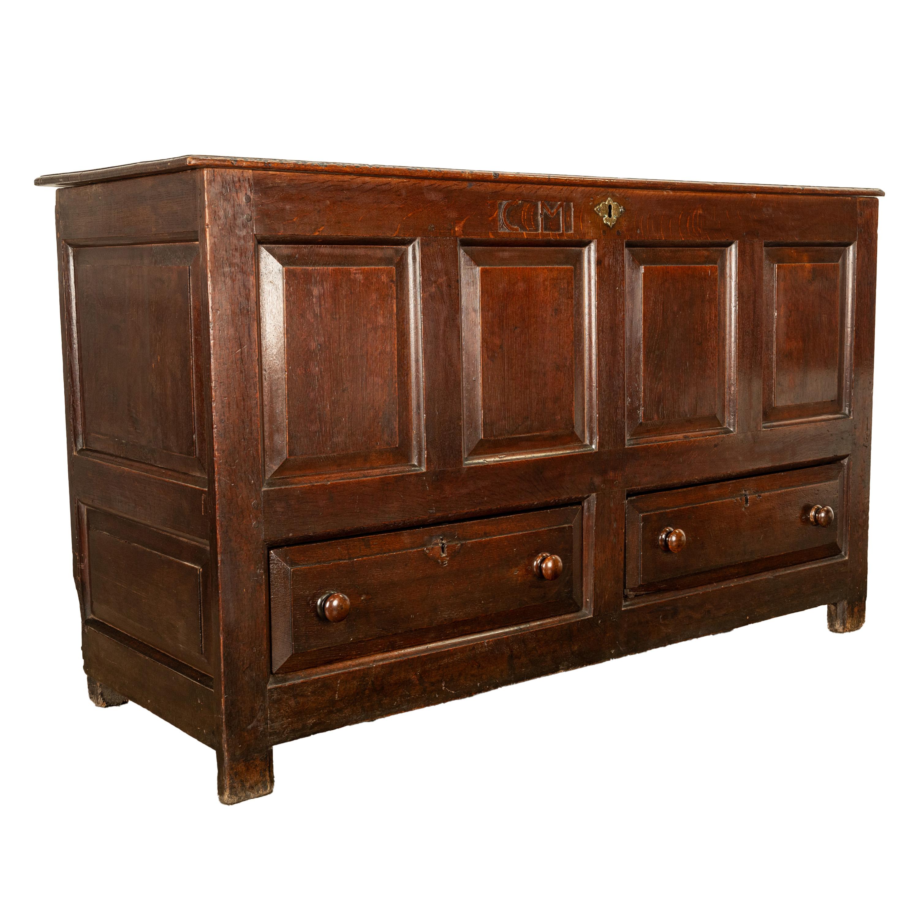 Monumental Antique Georgian Joined Oak Mule Dowry Chest Coffer Yorkshire 1720 For Sale 4