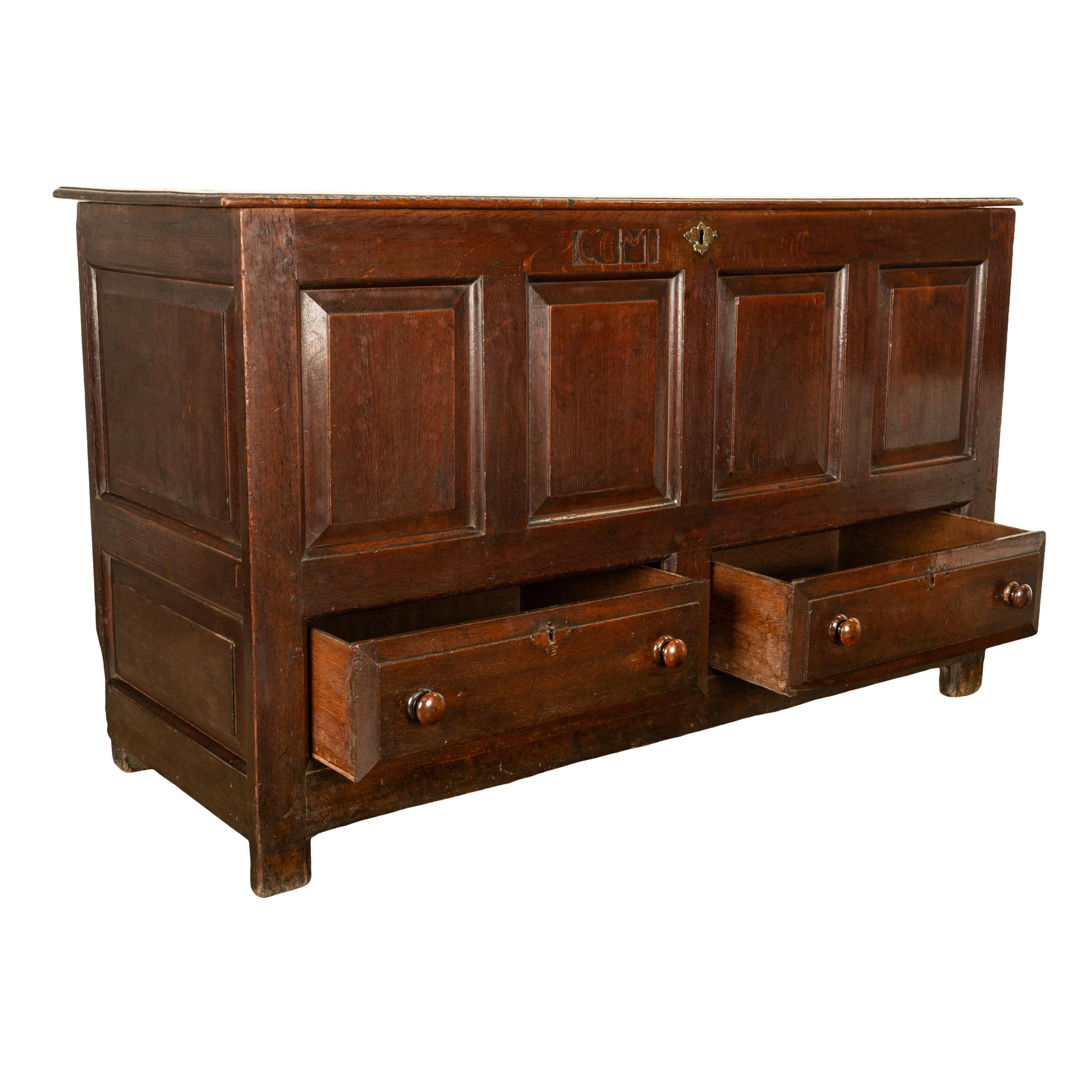 Monumental Antique Georgian Joined Oak Mule Dowry Chest Coffer Yorkshire 1720 For Sale 5