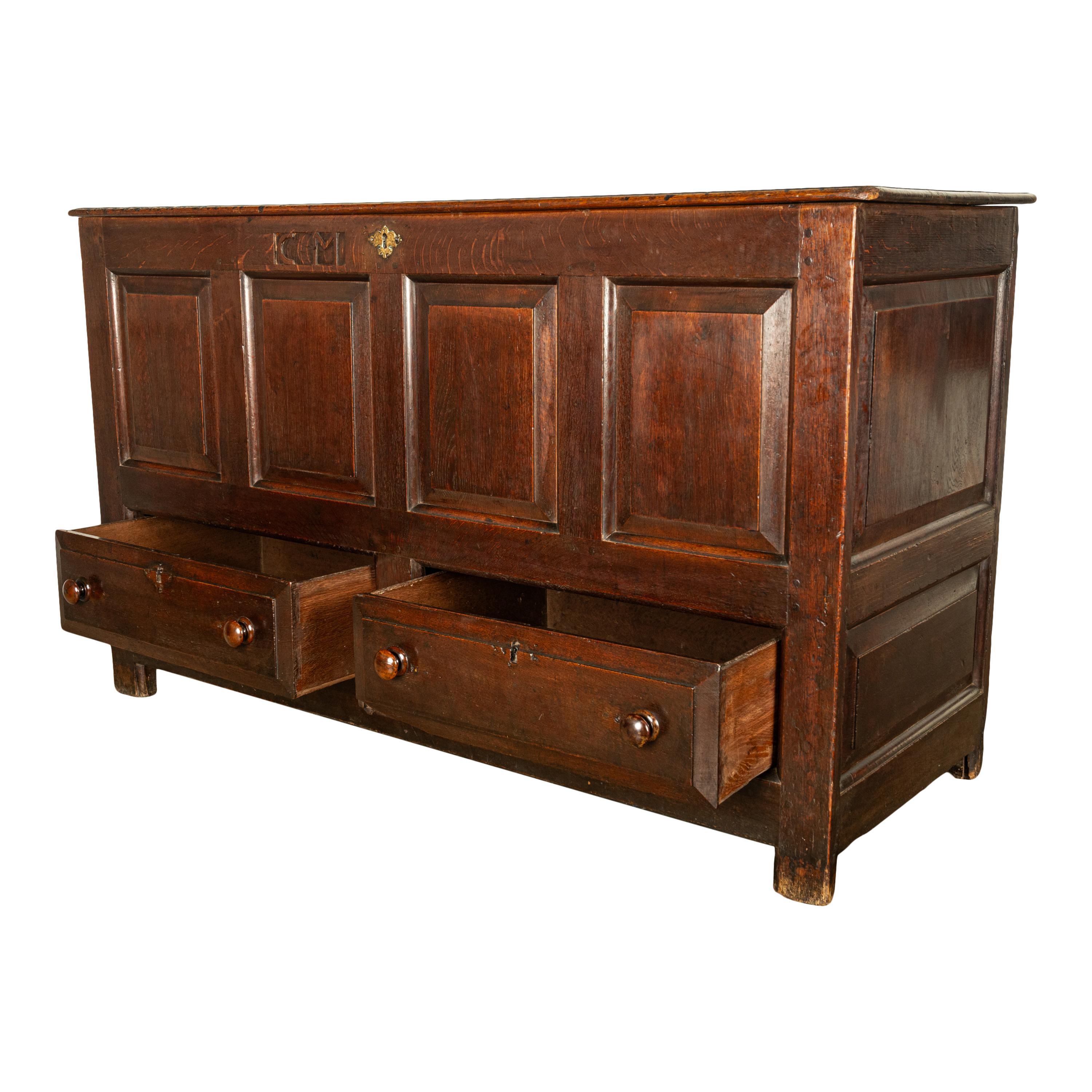 Monumental Antique Georgian Joined Oak Mule Dowry Chest Coffer Yorkshire 1720 For Sale 6