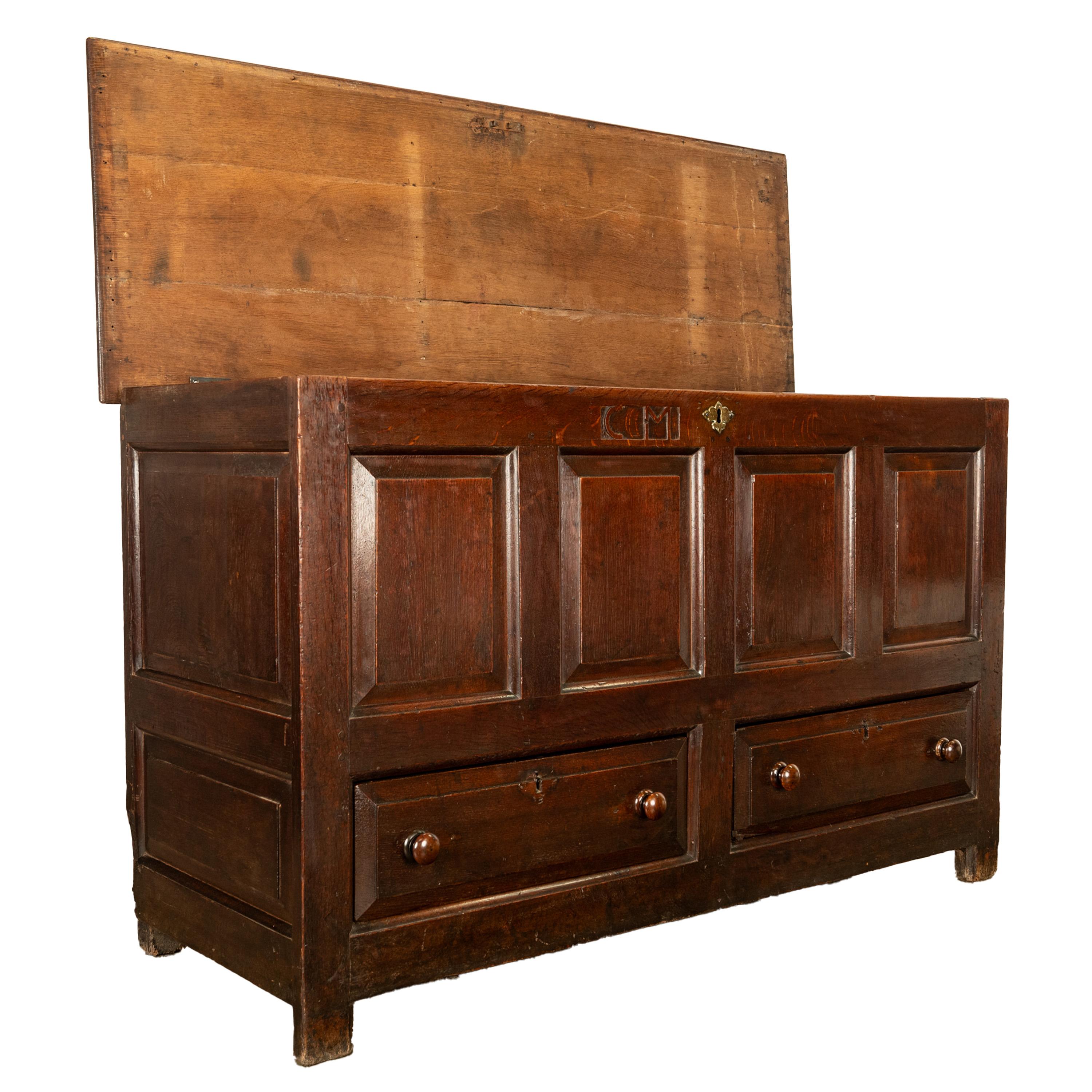 Monumental Antique Georgian Joined Oak Mule Dowry Chest Coffer Yorkshire 1720 For Sale 7