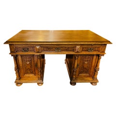Monumental Antique German Gründerzeit / Founding Time / Victorian Desk Carved
