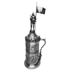 Monumental Antique German Silver Beer Stein / Tankard / Flagon c. 1920