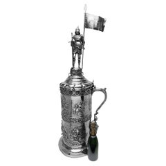 Monumental Antique German Silver Beer Stein / Tankard / Flagon c. 1920