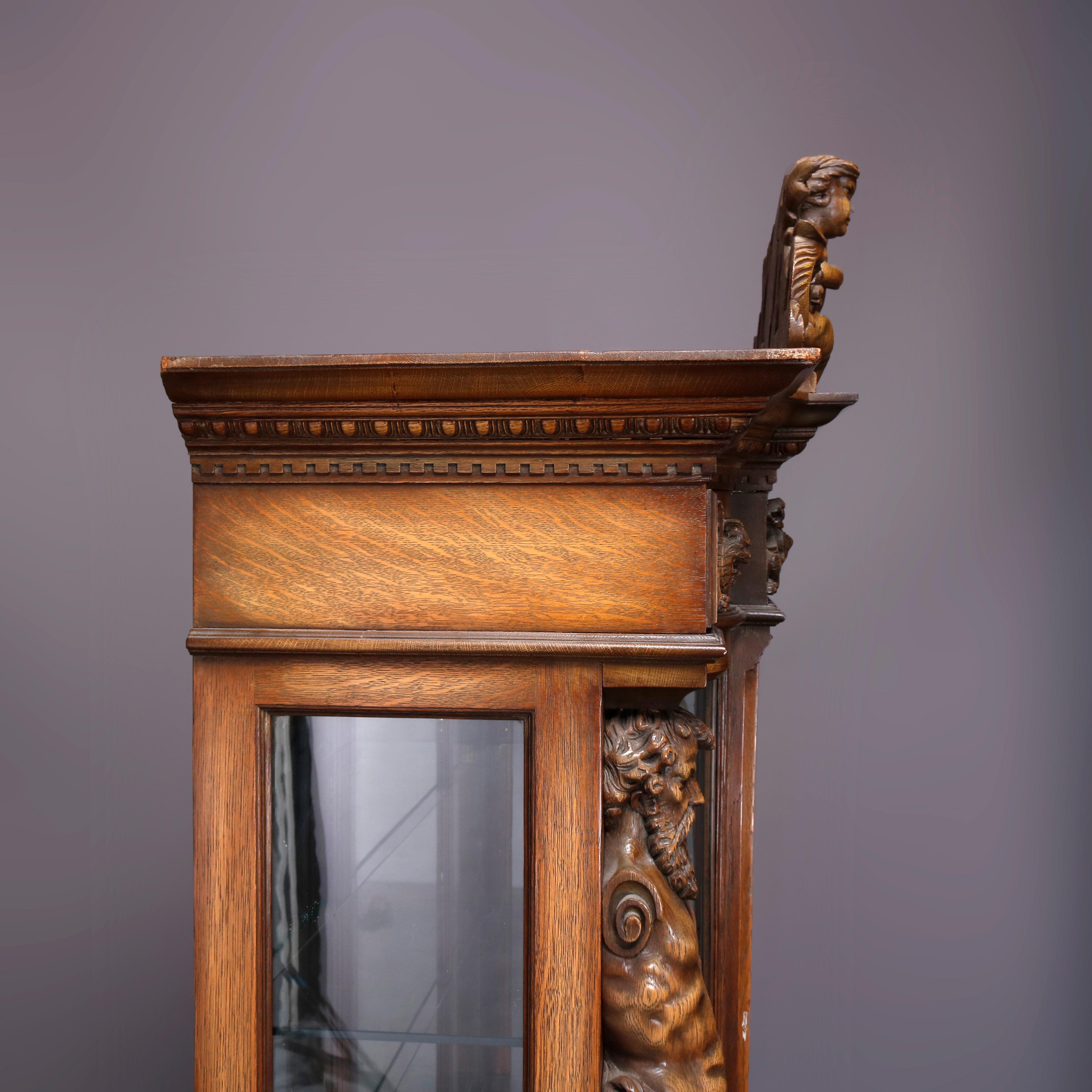 Monumental Antique Horner Figural Man of the Mountain Carved Oak Cabinet 8