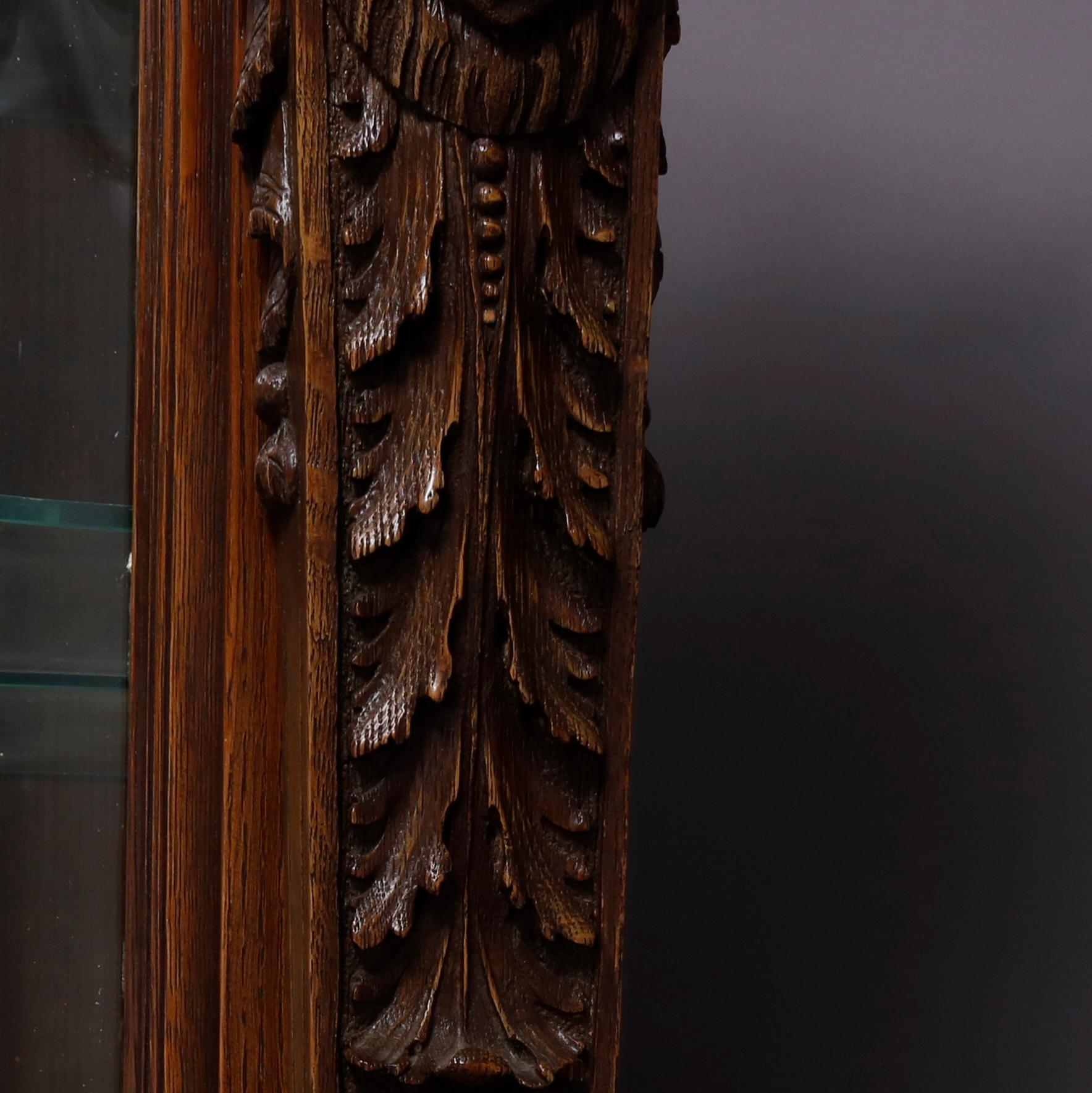 Monumental Antique Horner Figural Man of the Mountain Carved Oak Cabinet 11