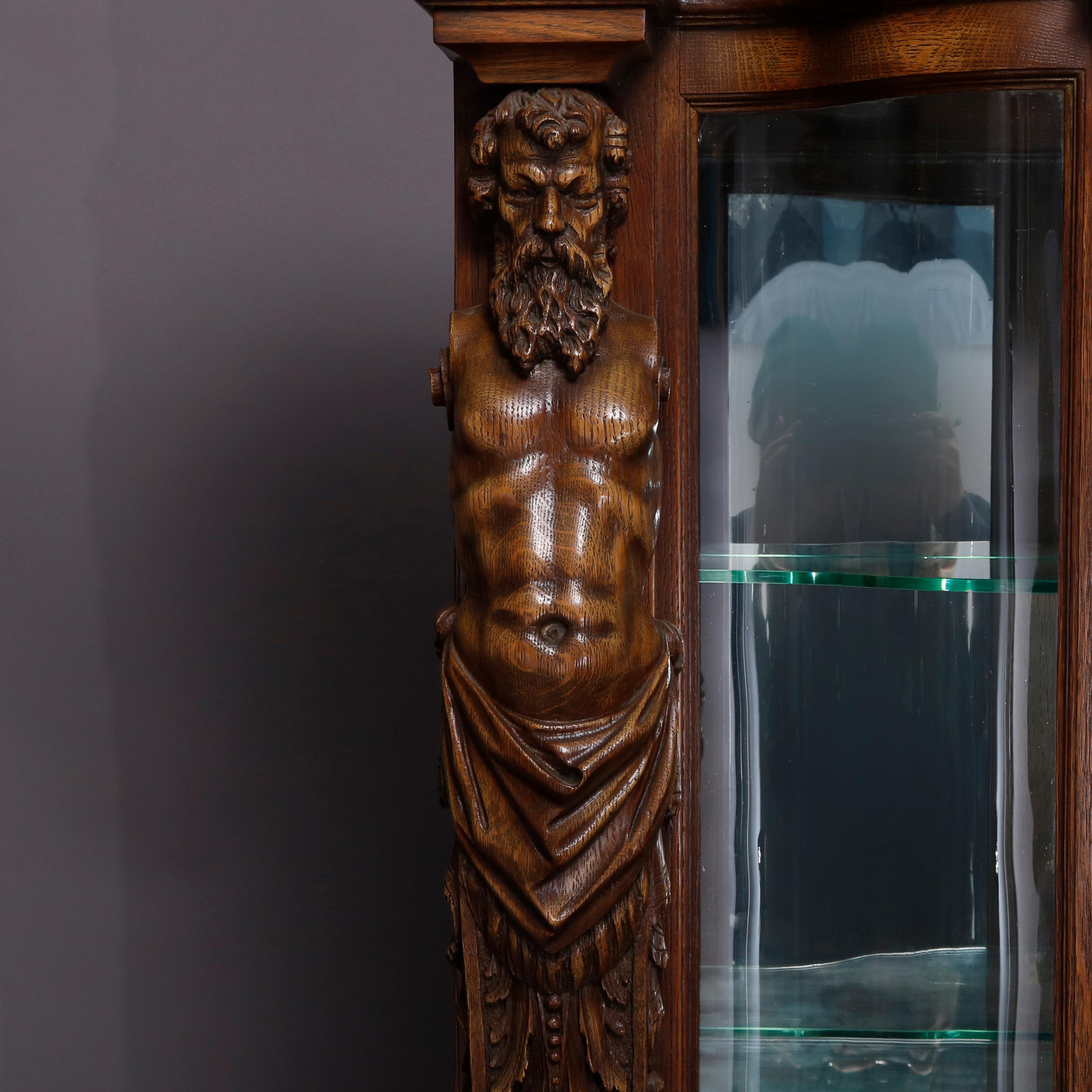 Rococo Monumental Antique Horner Figural Man of the Mountain Carved Oak Cabinet