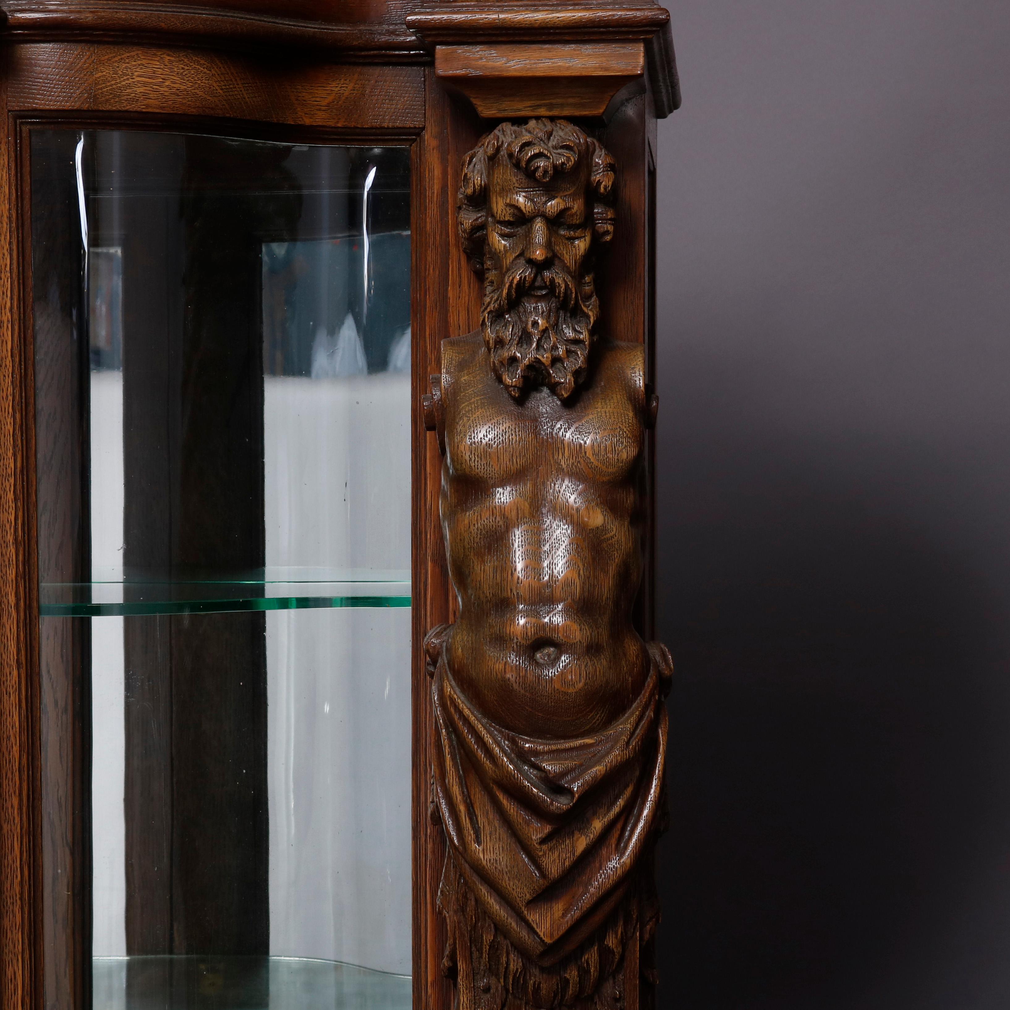Monumental Antique Horner Figural Man of the Mountain Carved Oak Cabinet 1
