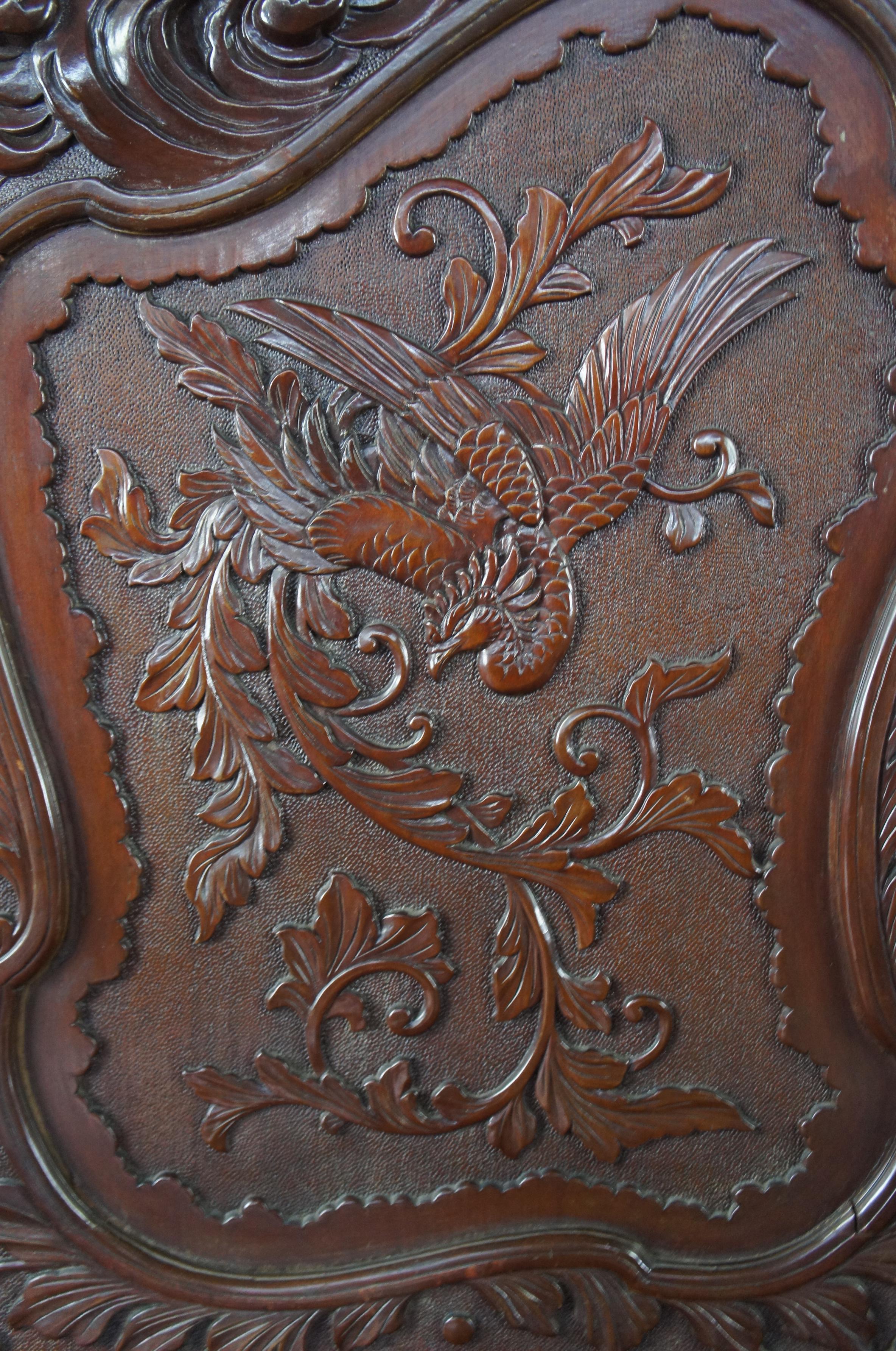 Monumental Antique Imperial Meiji Japanese Dragon Carved Bench Trunk Chest 3