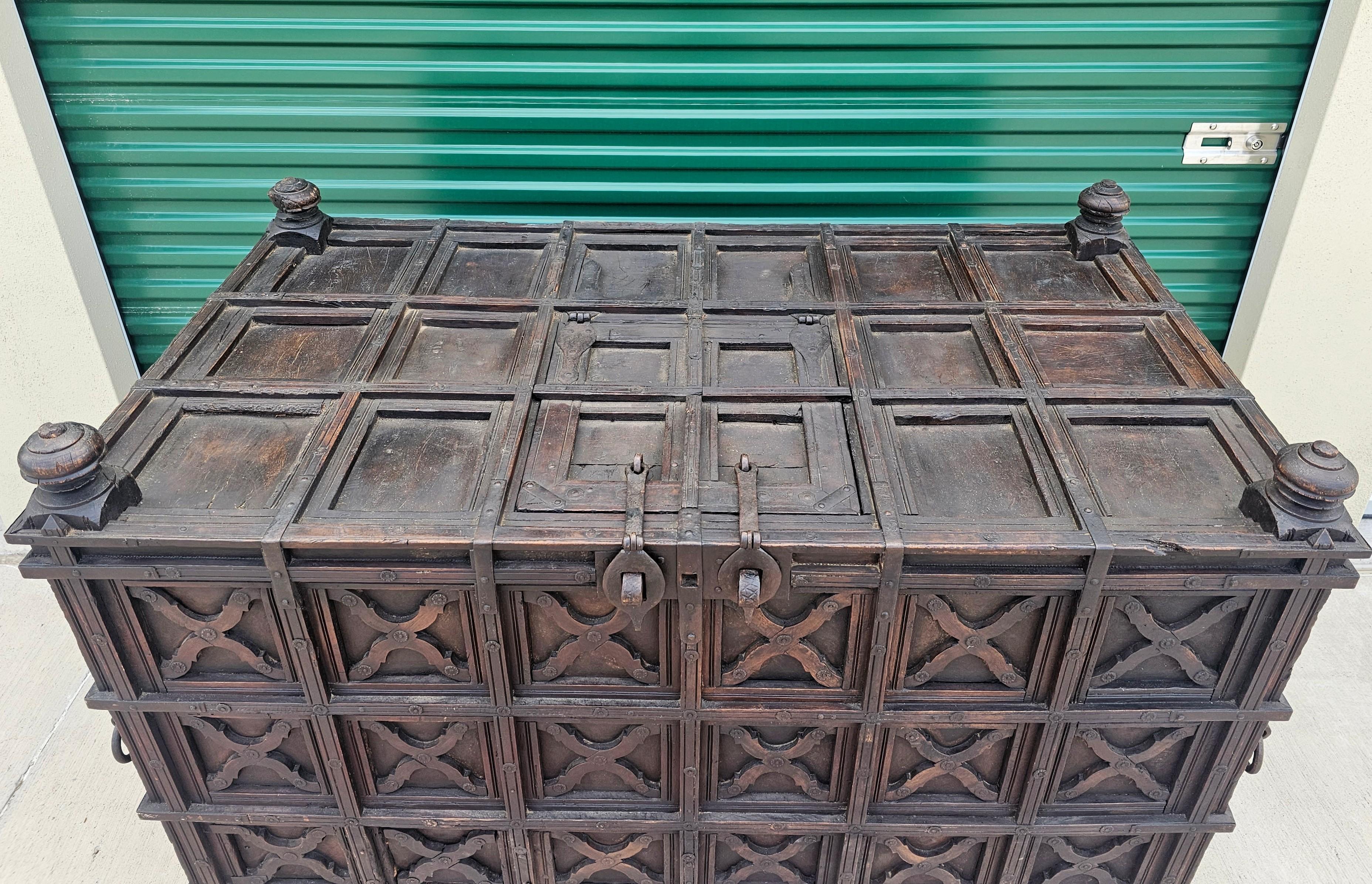 Monumental Antique Indian Dowry Chest  For Sale 2