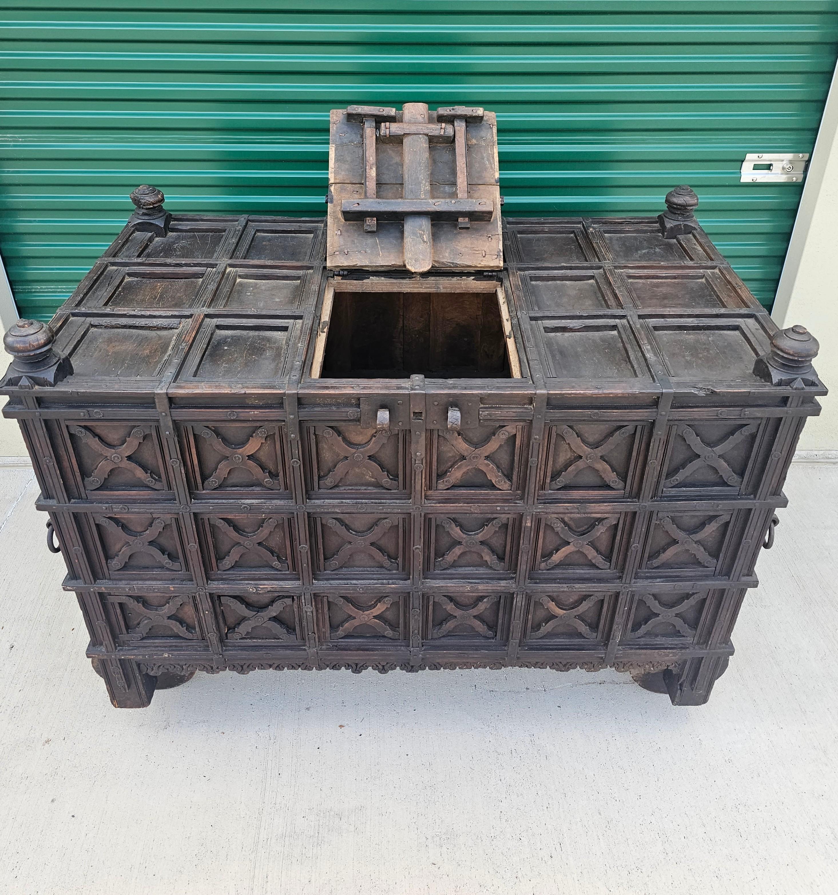 Monumental Antique Indian Dowry Chest  For Sale 3