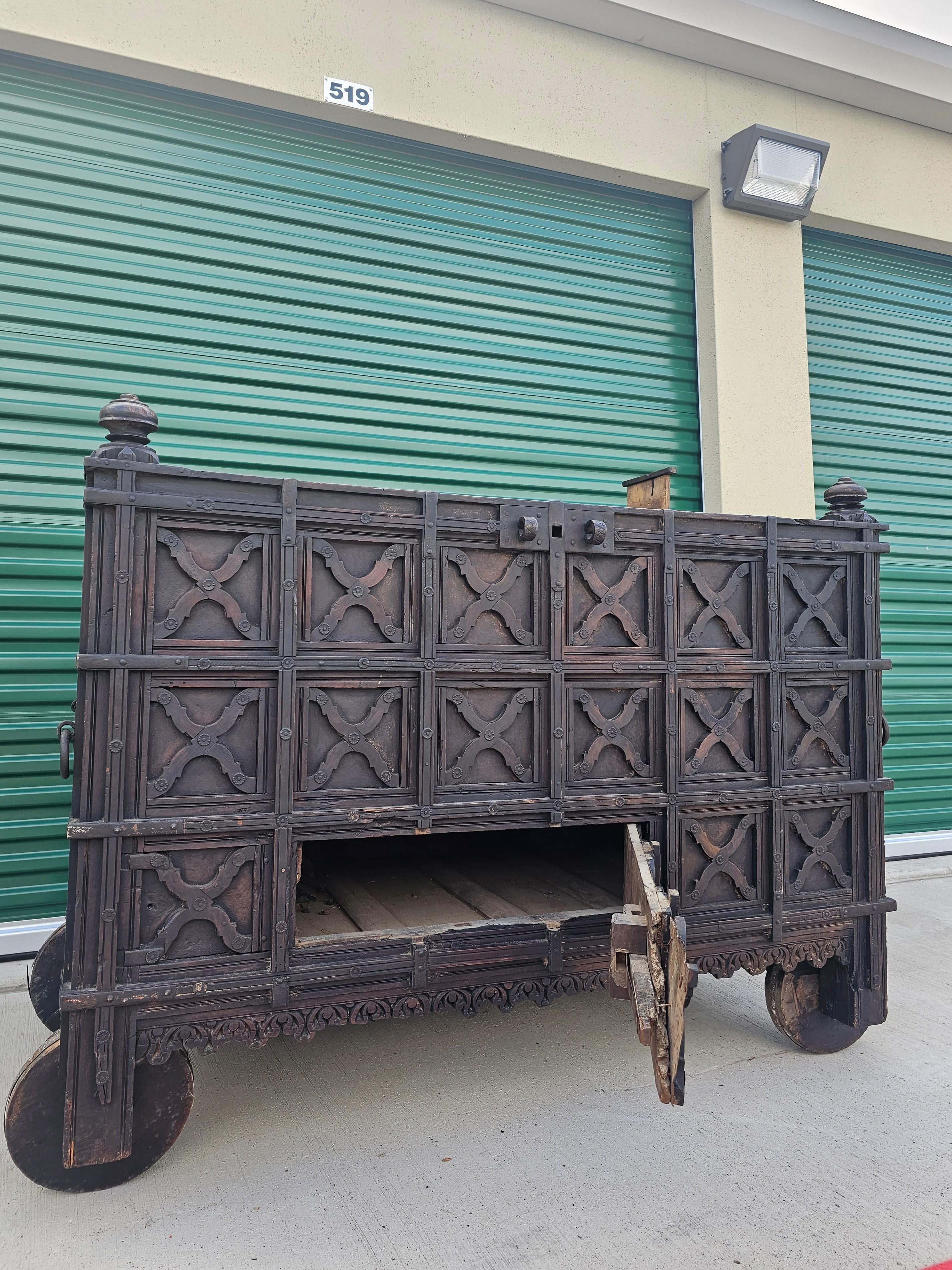 Monumental Antique Indian Dowry Chest  For Sale 7