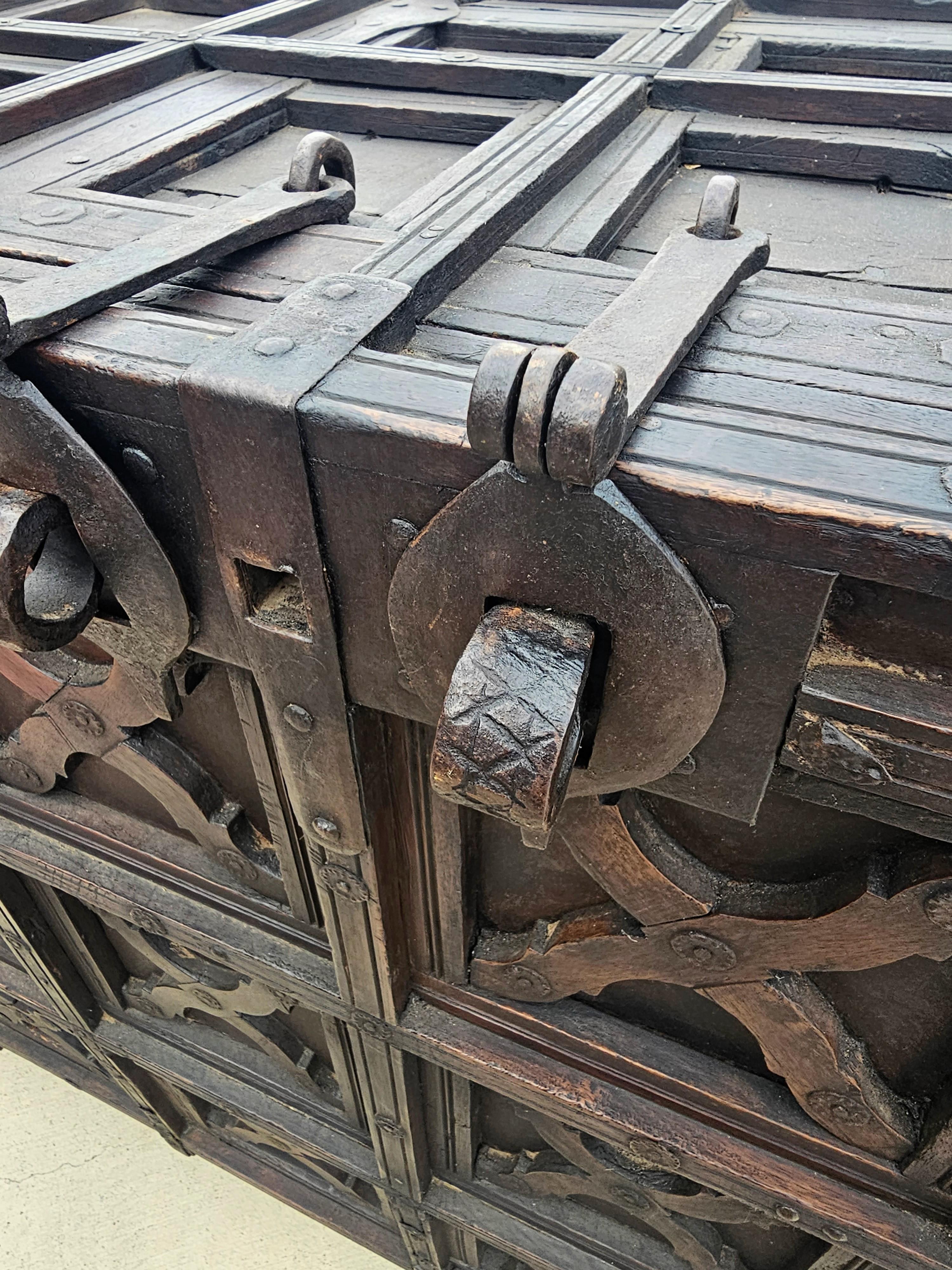 Monumental Antique Indian Dowry Chest  For Sale 8
