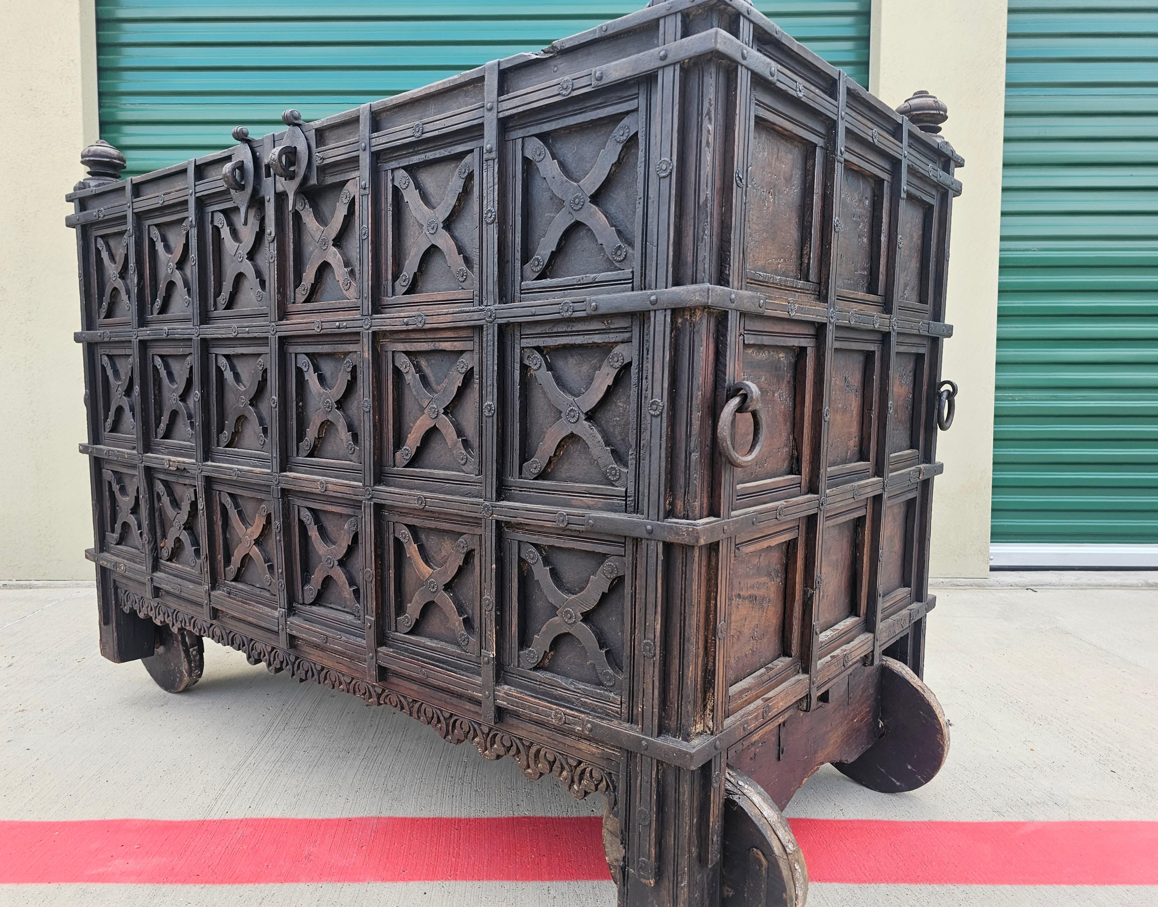 Monumental Antique Indian Dowry Chest  For Sale 12