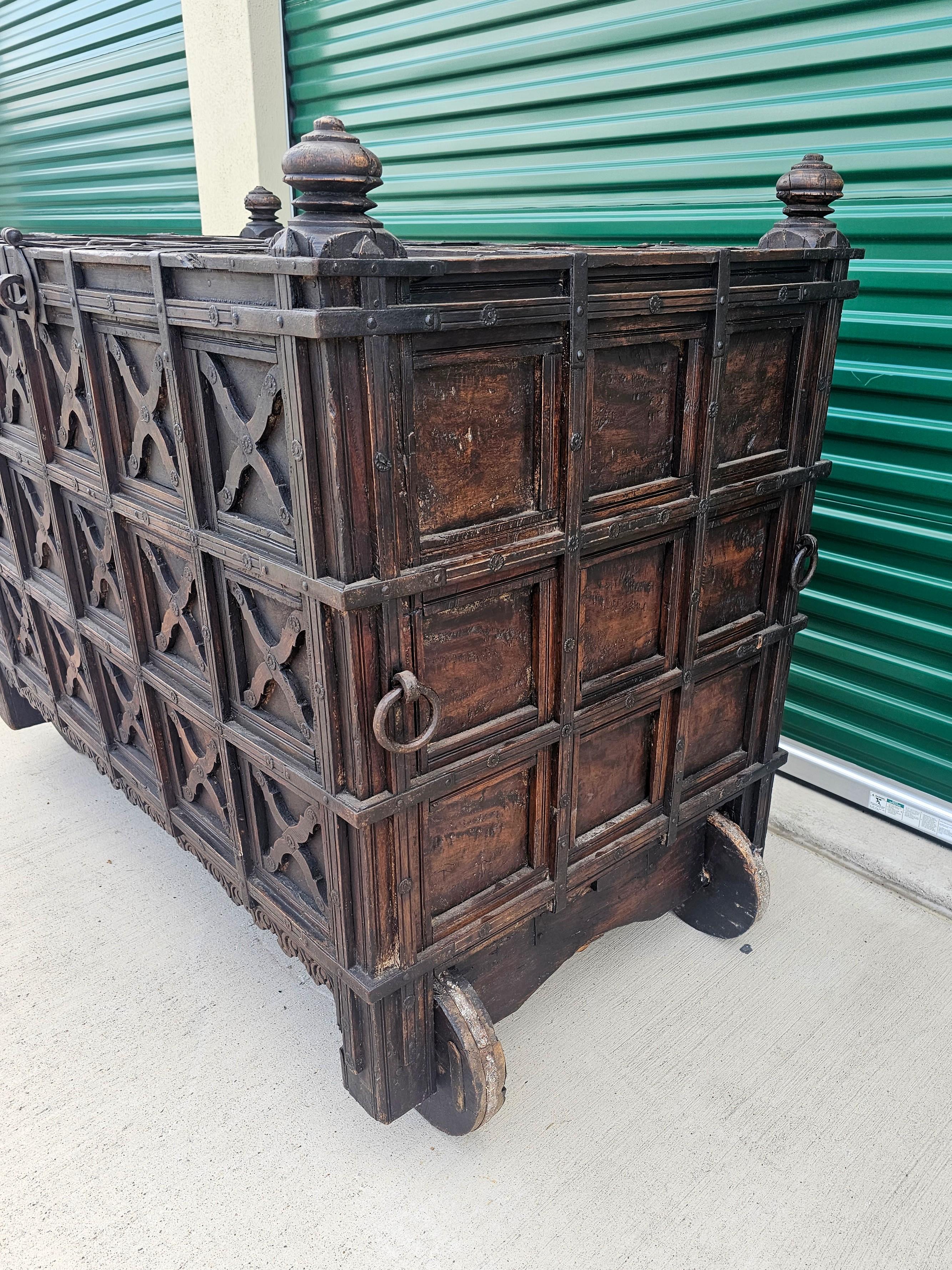 19th Century Monumental Antique Indian Dowry Chest  For Sale